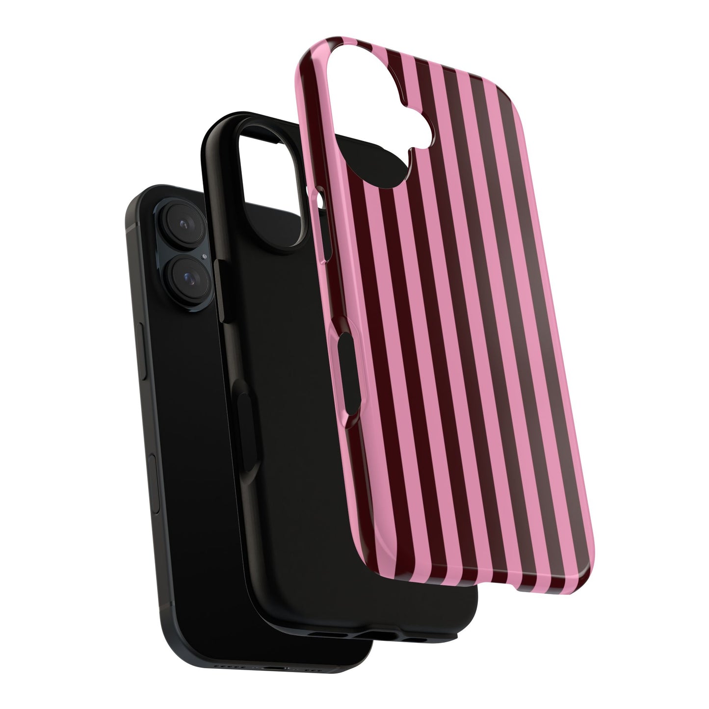 Striped Pink & Burgundy Tough Phone Case — Durable Vertical Stripe Protection