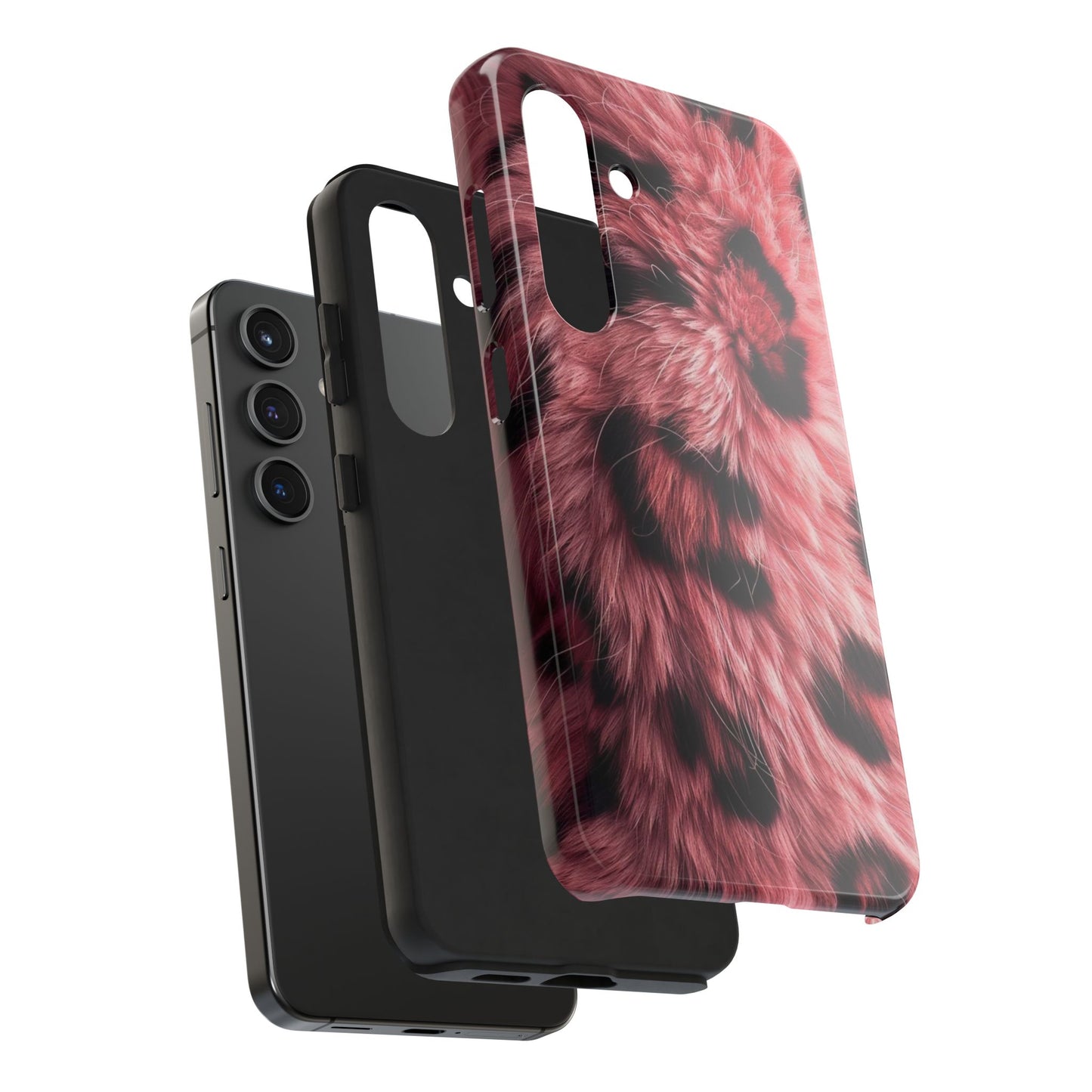 Faux Fur Tough Phone Case - Pink Leopard Print