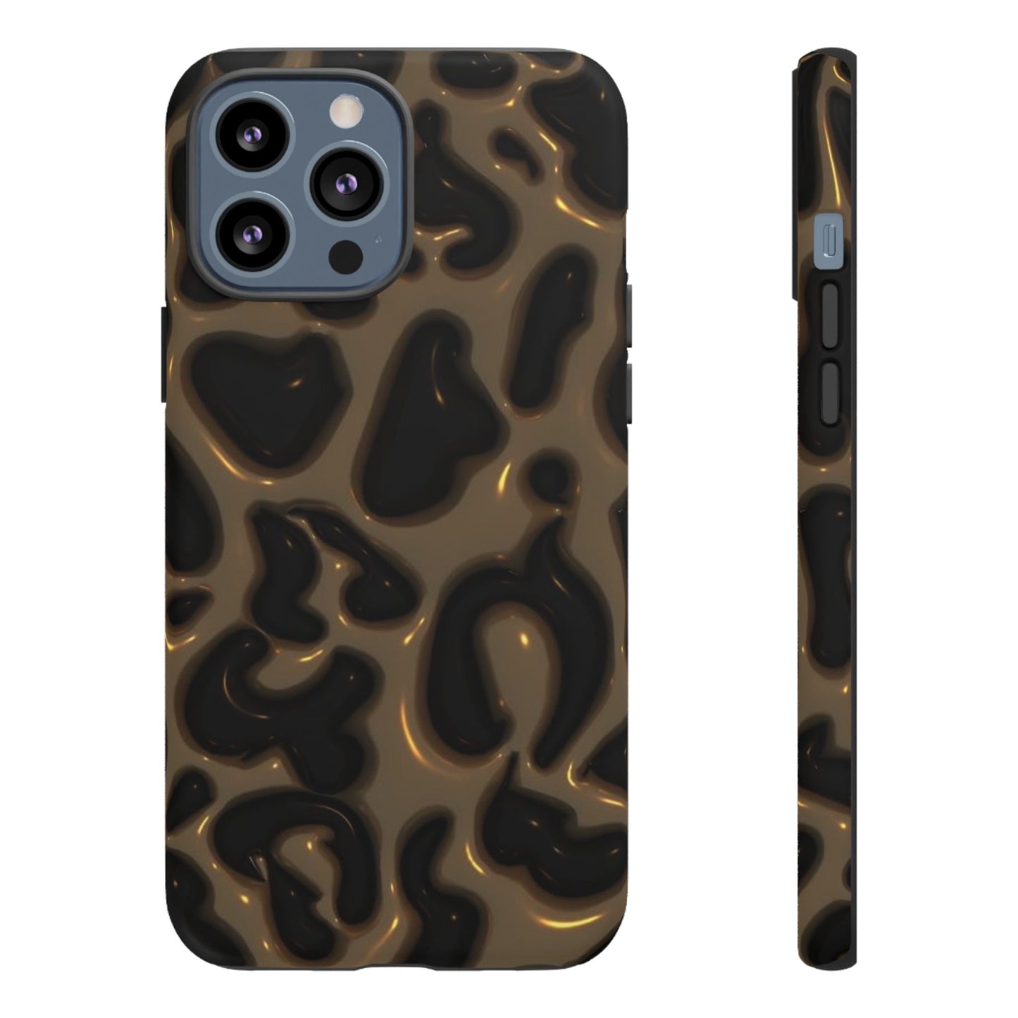 Leopard Gloss Tough Phone Case — Durable Protective iPhone Cover with Glossy Brown Animal Print
