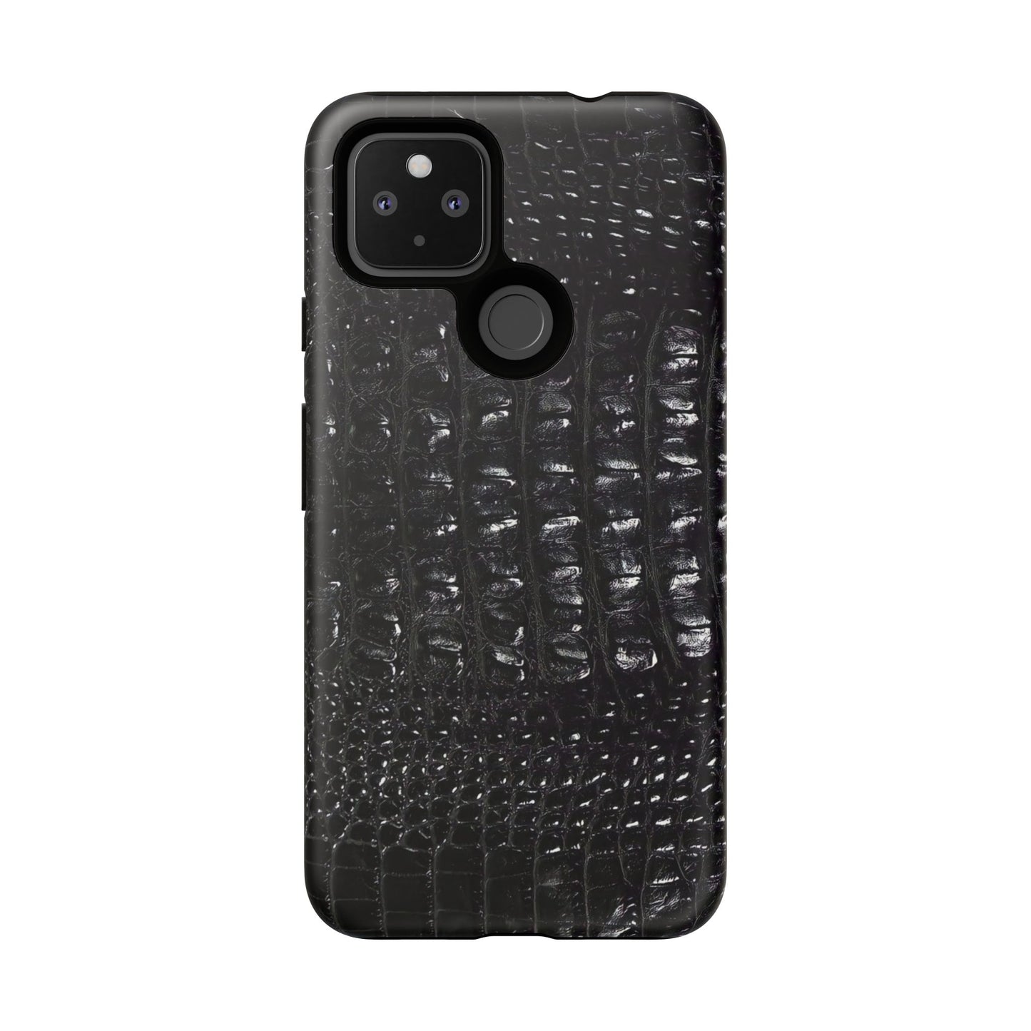 Black Croc Texture Tough Phone Case — Rugged Protective iPhone Cover