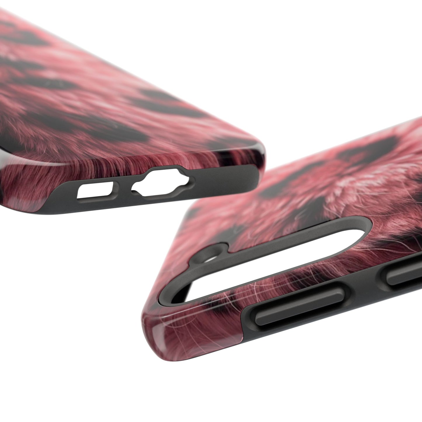 Faux Fur Tough Phone Case - Pink Leopard Print