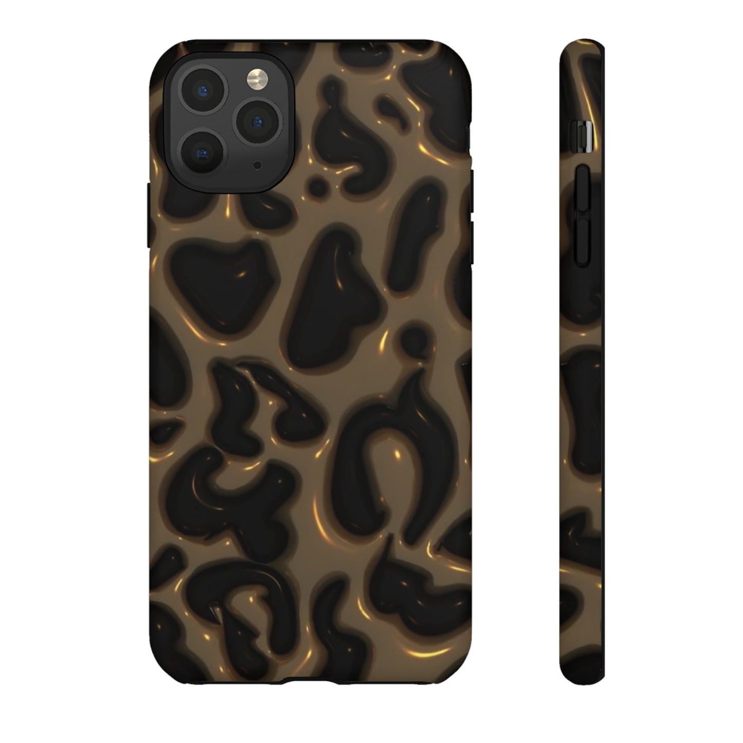 Leopard Gloss Tough Phone Case — Durable Protective iPhone Cover with Glossy Brown Animal Print
