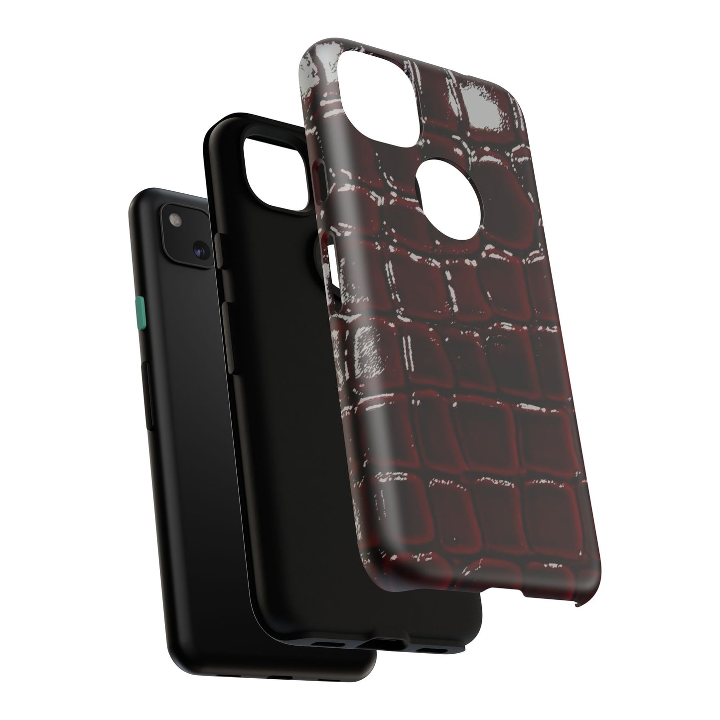 Croc Embossed Burgundy Tough Phone Case
