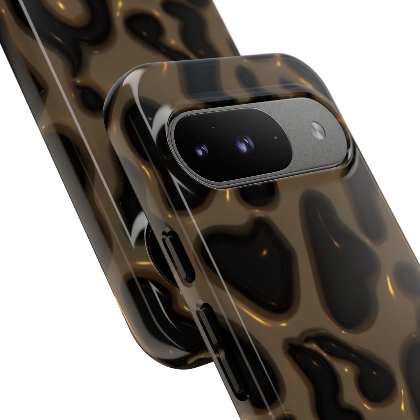 Leopard Gloss Tough Phone Case — Durable Protective iPhone Cover with Glossy Brown Animal Print