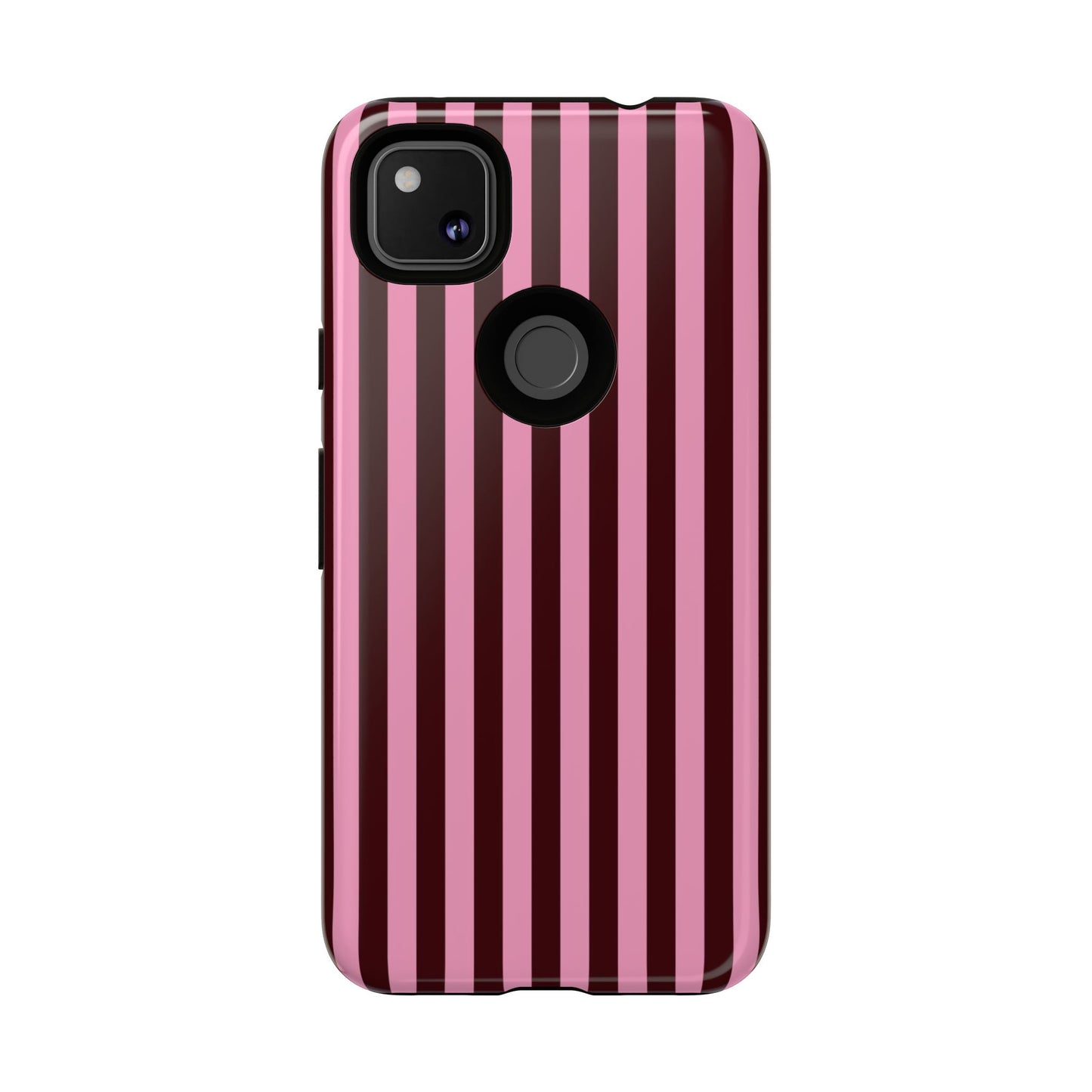 Striped Pink & Burgundy Tough Phone Case — Durable Vertical Stripe Protection