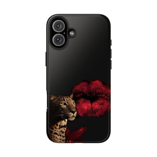 Wild Kiss Tough Phone Case - Stylish Leopard Design for Animal Lovers