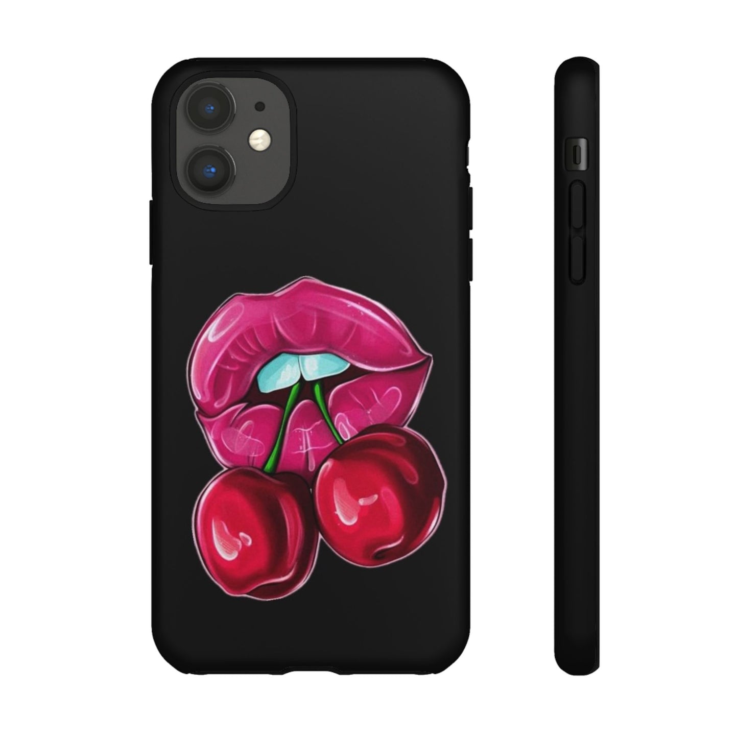 Cherry Lips Phone Case, Tough Phone Cover, Cute Phone Accessories, Fun Phone Protection, Unique Gift for Her, Bachelorette Party Favor
