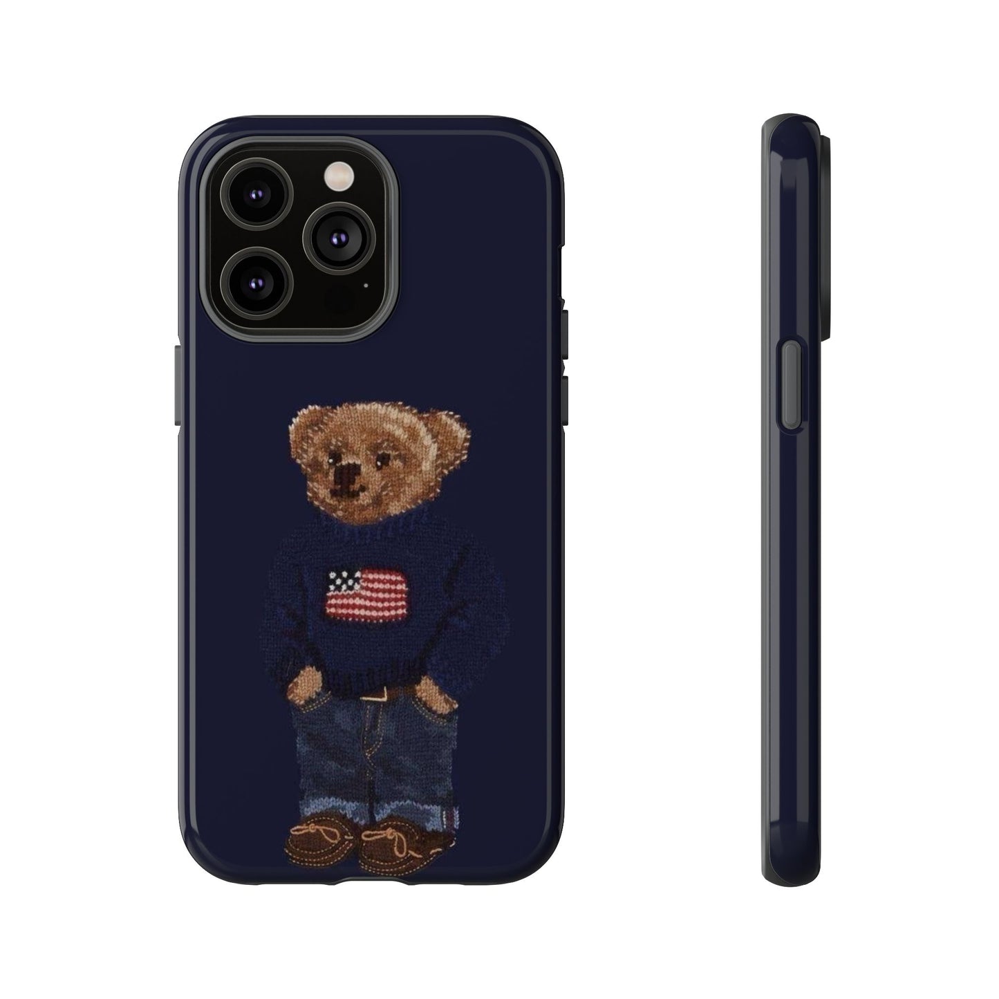 Patriotic Polo Bear Phone Case — Navy Protective Tough Case