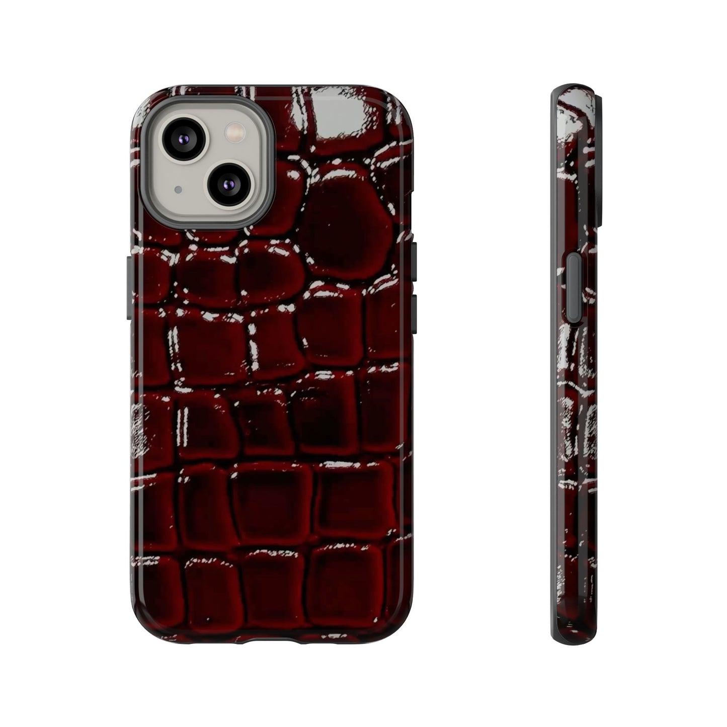 Croc Embossed Burgundy Tough Phone Case