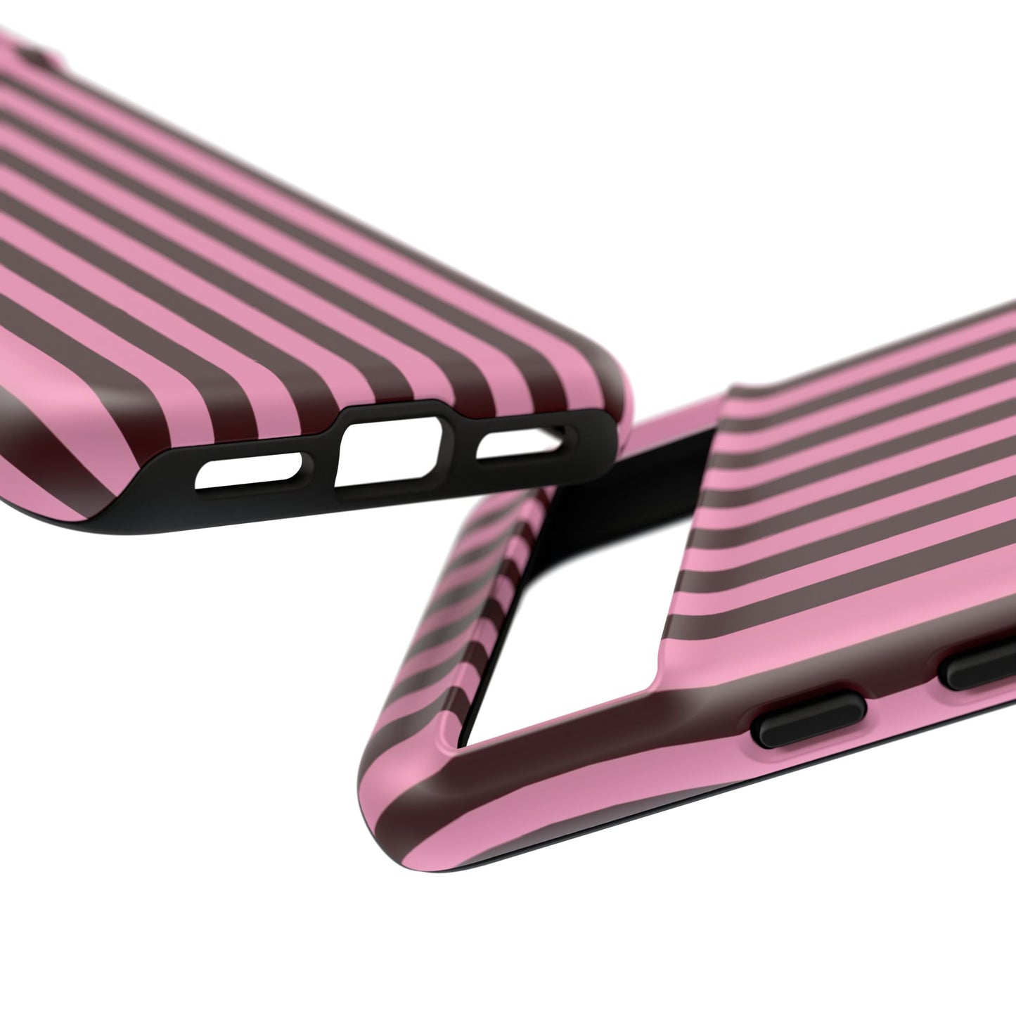Striped Pink & Burgundy Tough Phone Case — Durable Vertical Stripe Protection