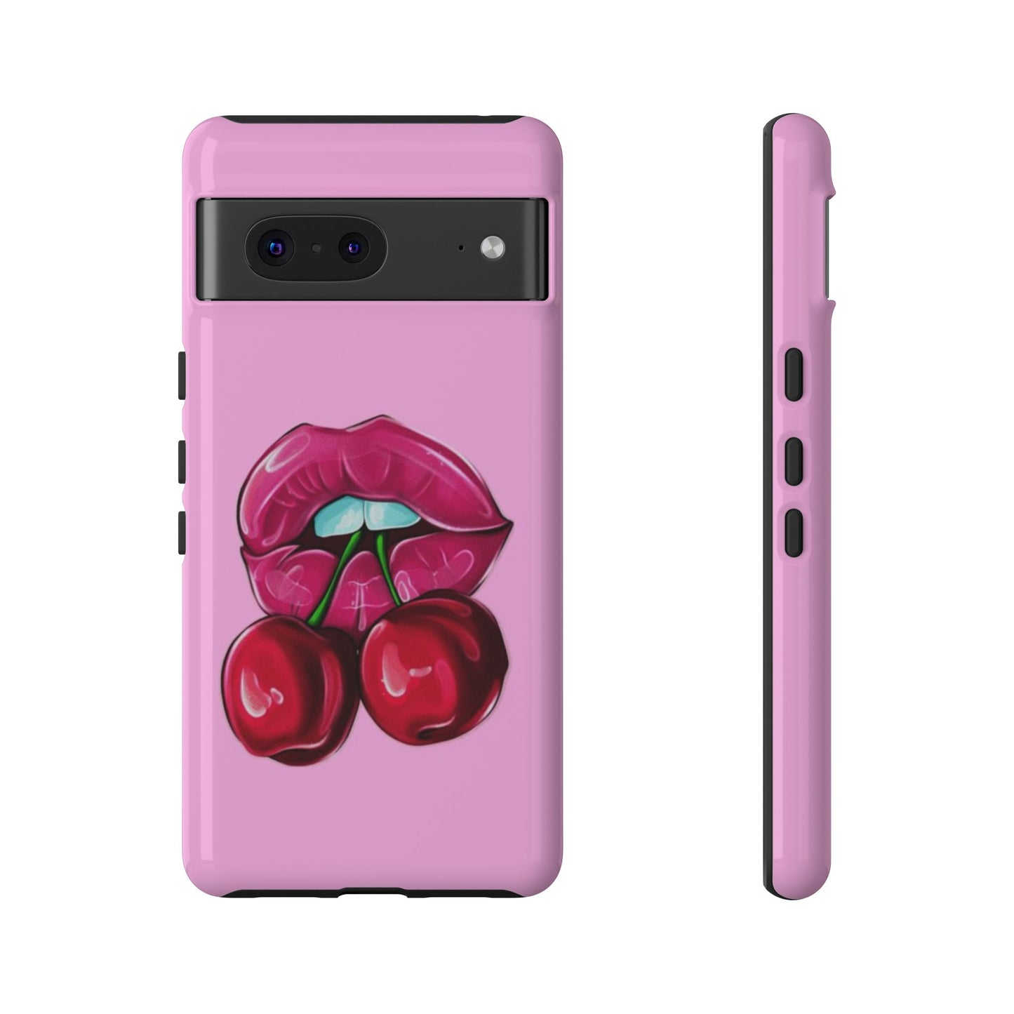Stylish Phone Case with Cherry Kiss Design, Cute Gift for Her, Trendy Mobile Accessory, Perfect for Birthdays, Valentine's Day, Everyday Use