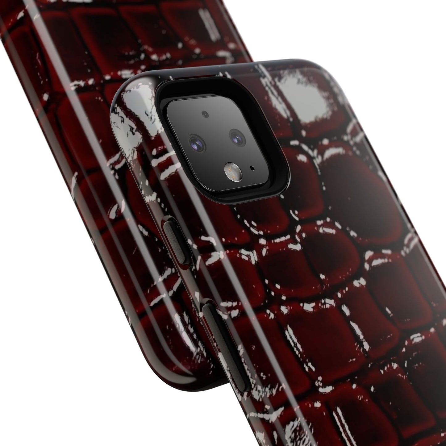 Croc Embossed Burgundy Tough Phone Case