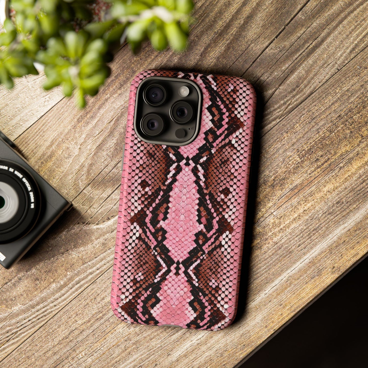Pink Snake Skin Tough Phone Case — Protective Stylish iPhone Cover