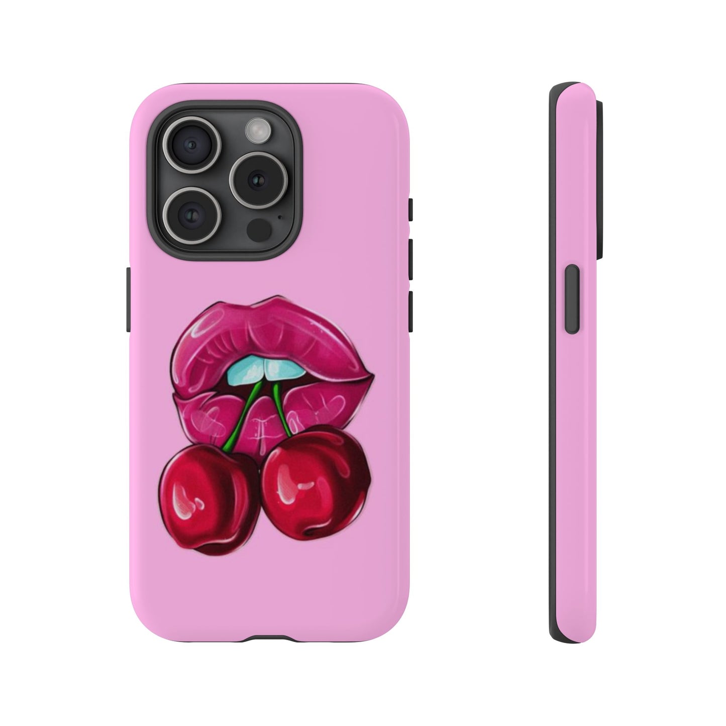 Stylish Phone Case with Cherry Kiss Design, Cute Gift for Her, Trendy Mobile Accessory, Perfect for Birthdays, Valentine's Day, Everyday Use