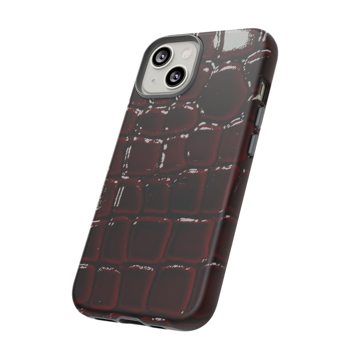 Croc Embossed Burgundy Tough Phone Case