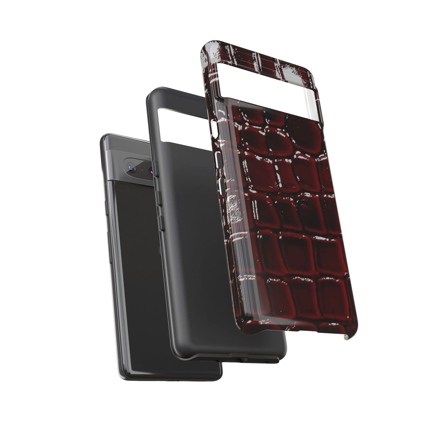 Croc Embossed Burgundy Tough Phone Case