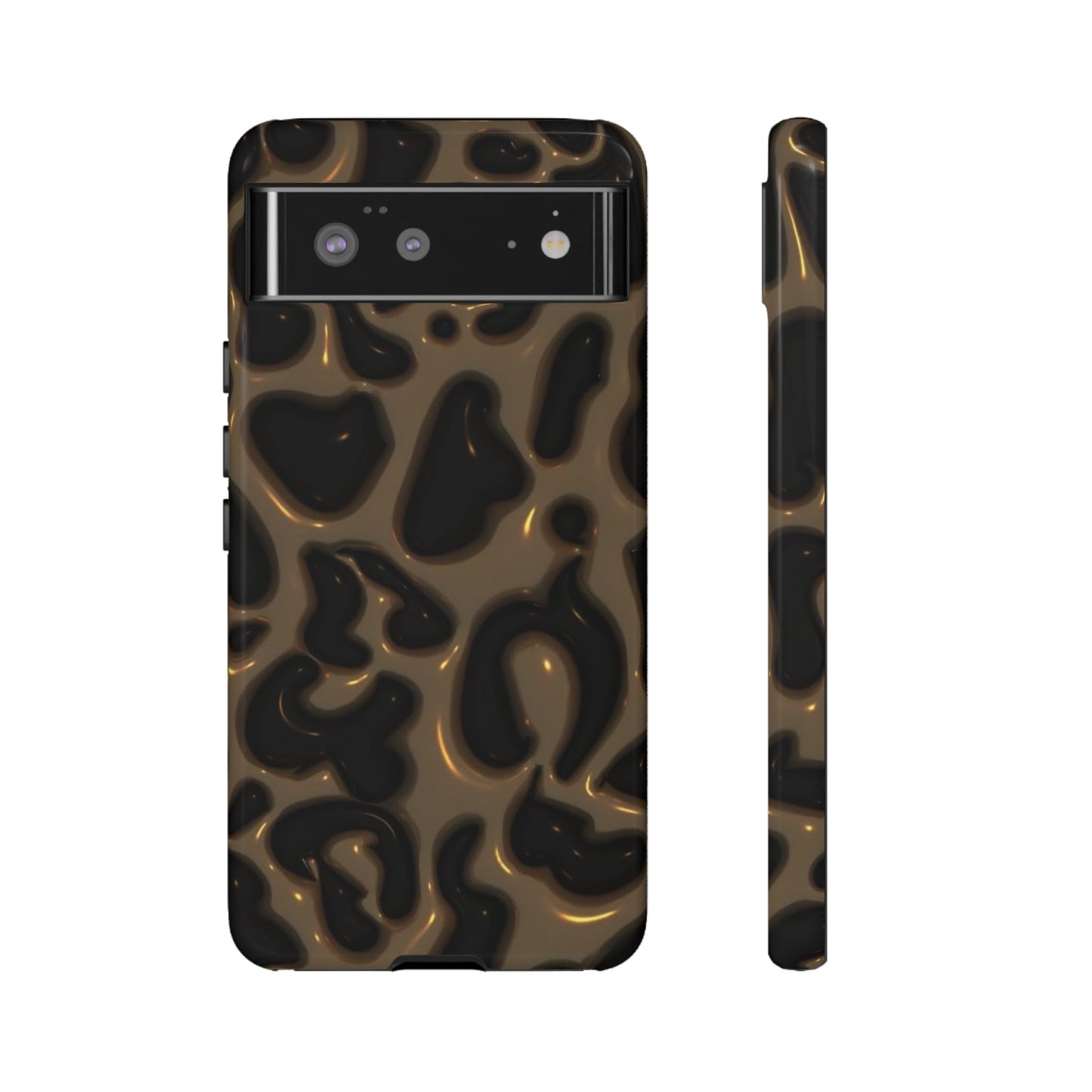 Leopard Gloss Tough Phone Case — Durable Protective iPhone Cover with Glossy Brown Animal Print