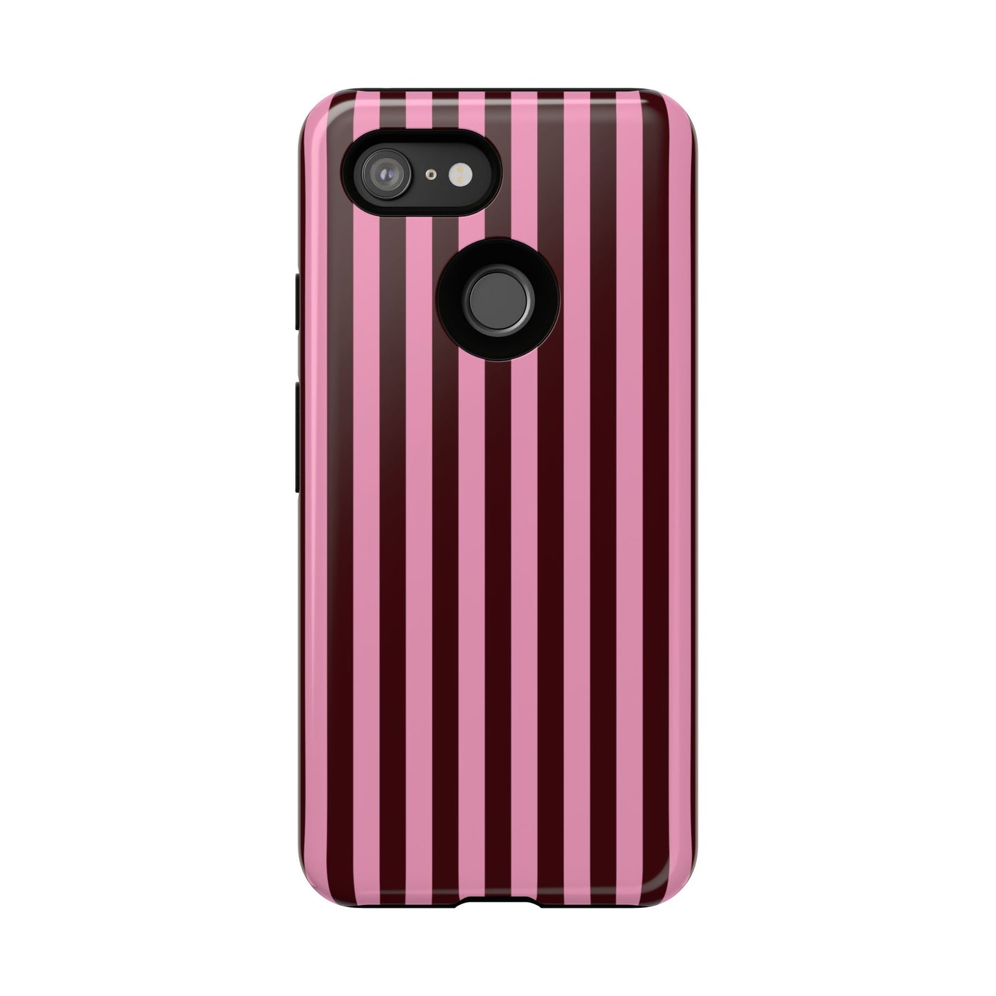 Striped Pink & Burgundy Tough Phone Case — Durable Vertical Stripe Protection
