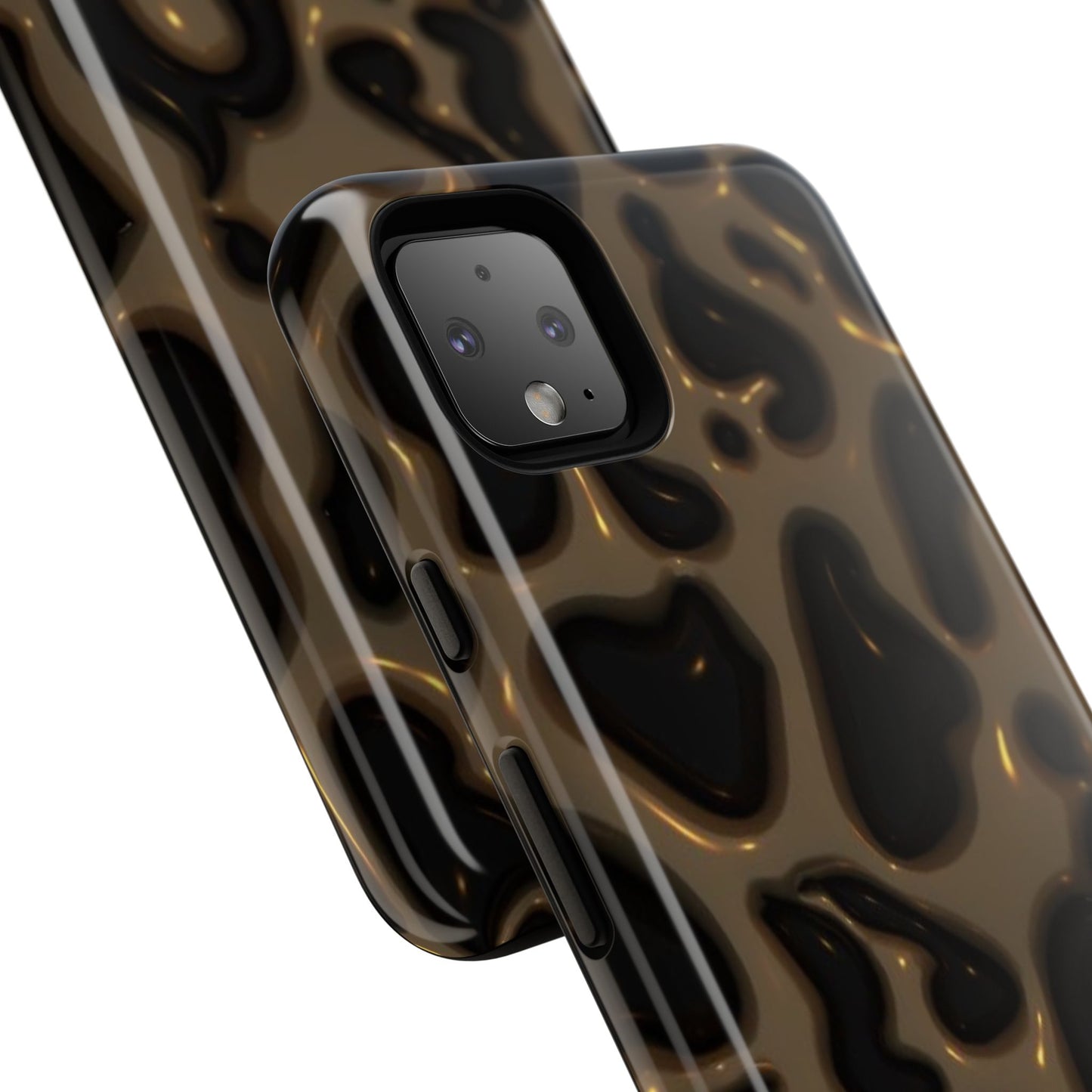Leopard Gloss Tough Phone Case — Durable Protective iPhone Cover with Glossy Brown Animal Print