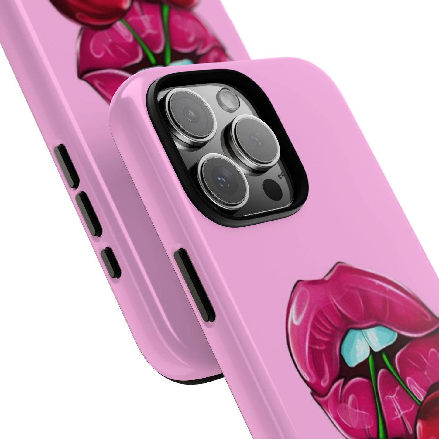 Stylish Phone Case with Cherry Kiss Design, Cute Gift for Her, Trendy Mobile Accessory, Perfect for Birthdays, Valentine's Day, Everyday Use