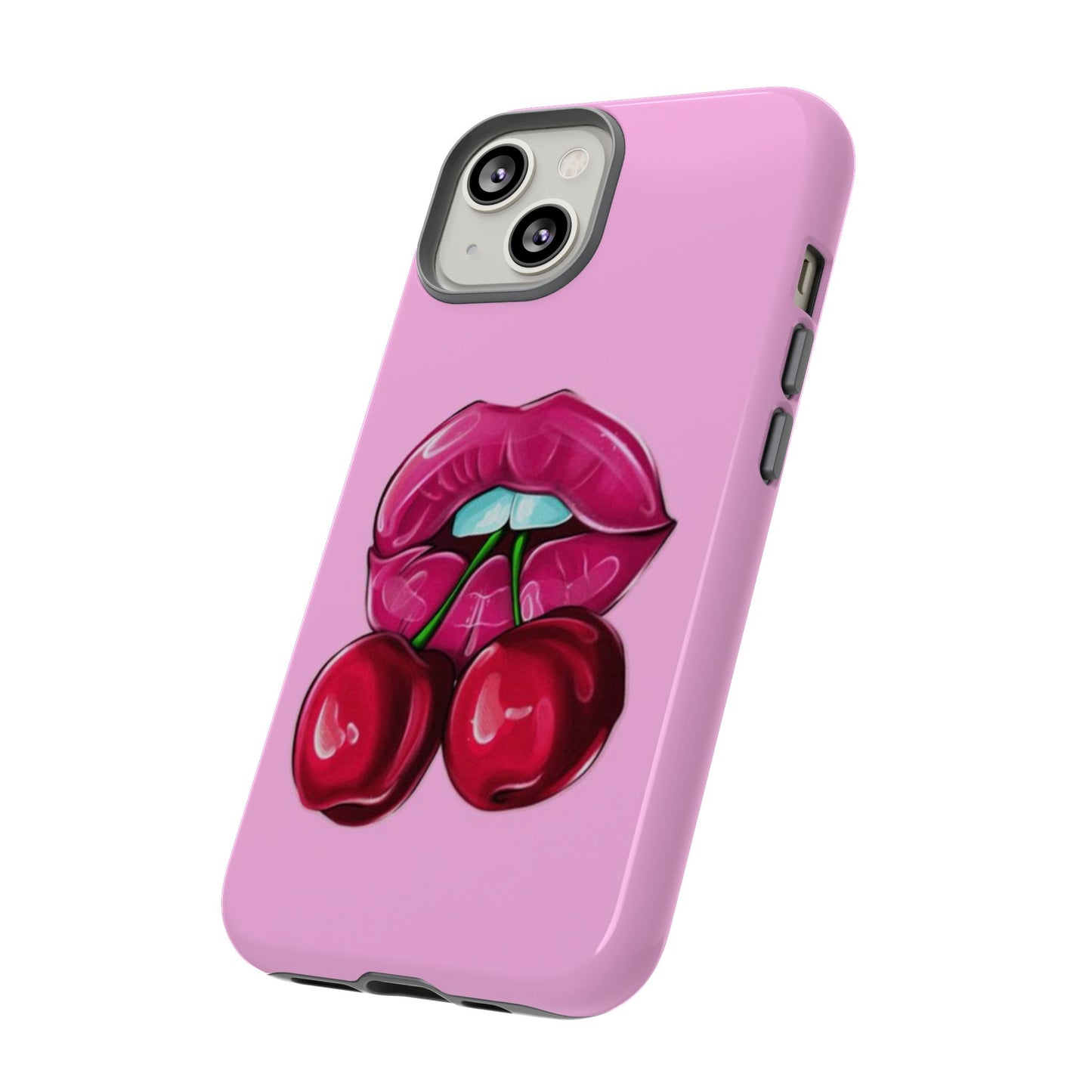 Stylish Phone Case with Cherry Kiss Design, Cute Gift for Her, Trendy Mobile Accessory, Perfect for Birthdays, Valentine's Day, Everyday Use