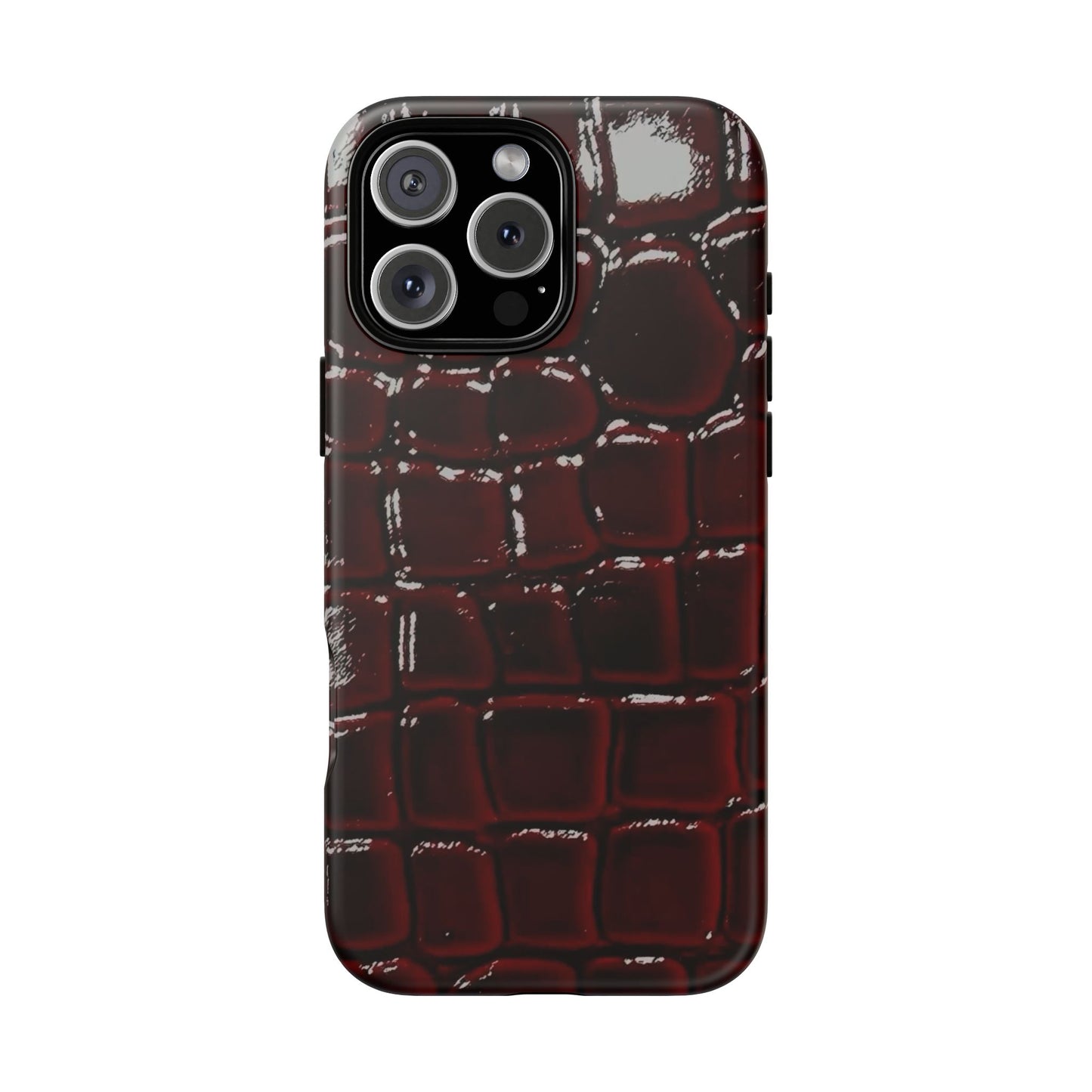 Croc Embossed Burgundy Tough Phone Case
