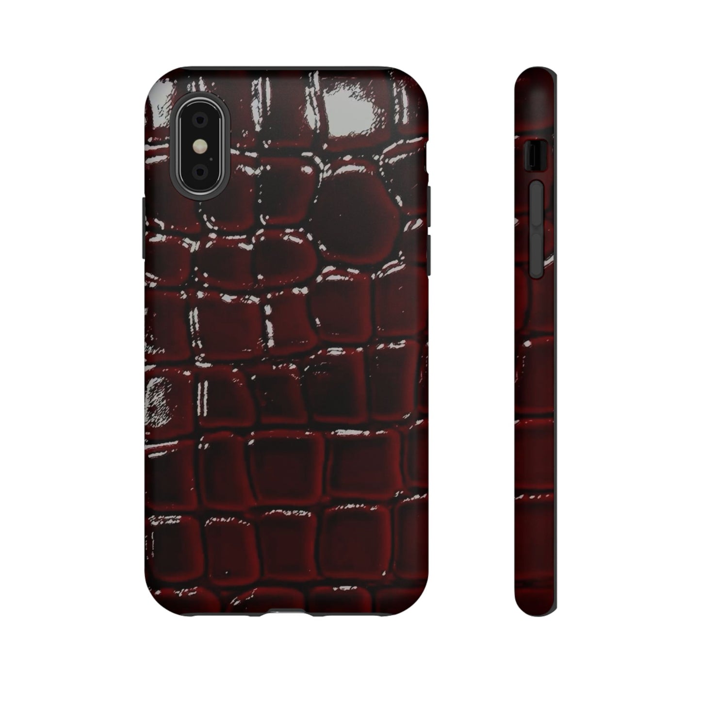 Croc Embossed Burgundy Tough Phone Case
