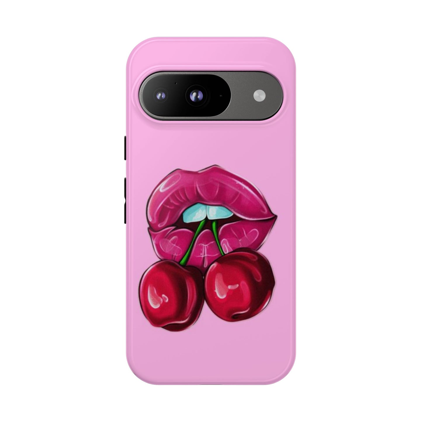 Stylish Phone Case with Cherry Kiss Design, Cute Gift for Her, Trendy Mobile Accessory, Perfect for Birthdays, Valentine's Day, Everyday Use