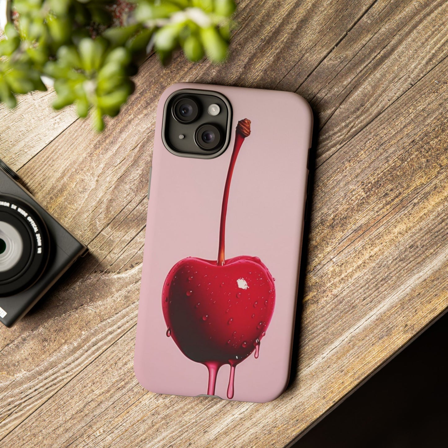 Cherry Drip Phone Case, Tough Phone Cover, Cute Cherry Accessory, Trendy Mobile Case, Kawaii Phone Case, Gift for Her