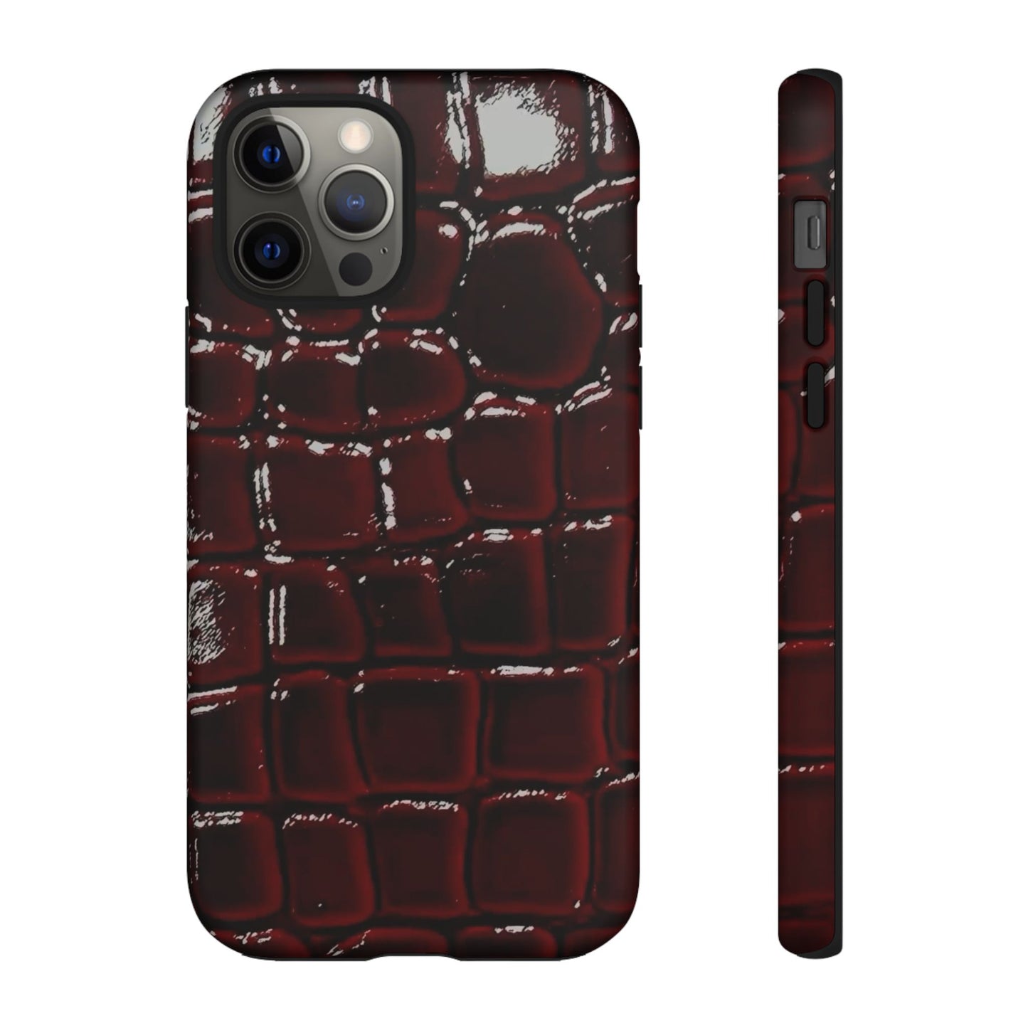 Croc Embossed Burgundy Tough Phone Case