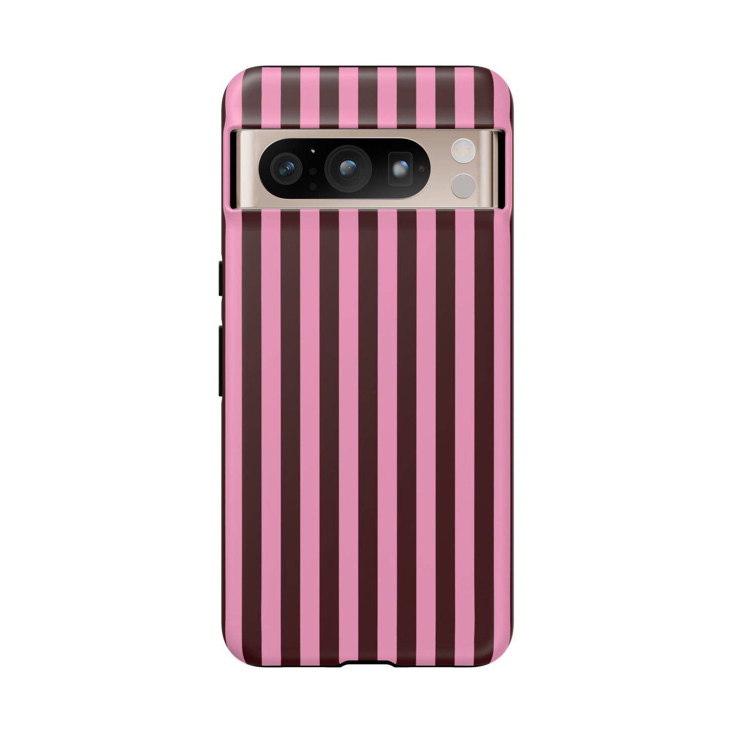 Striped Pink & Burgundy Tough Phone Case — Durable Vertical Stripe Protection