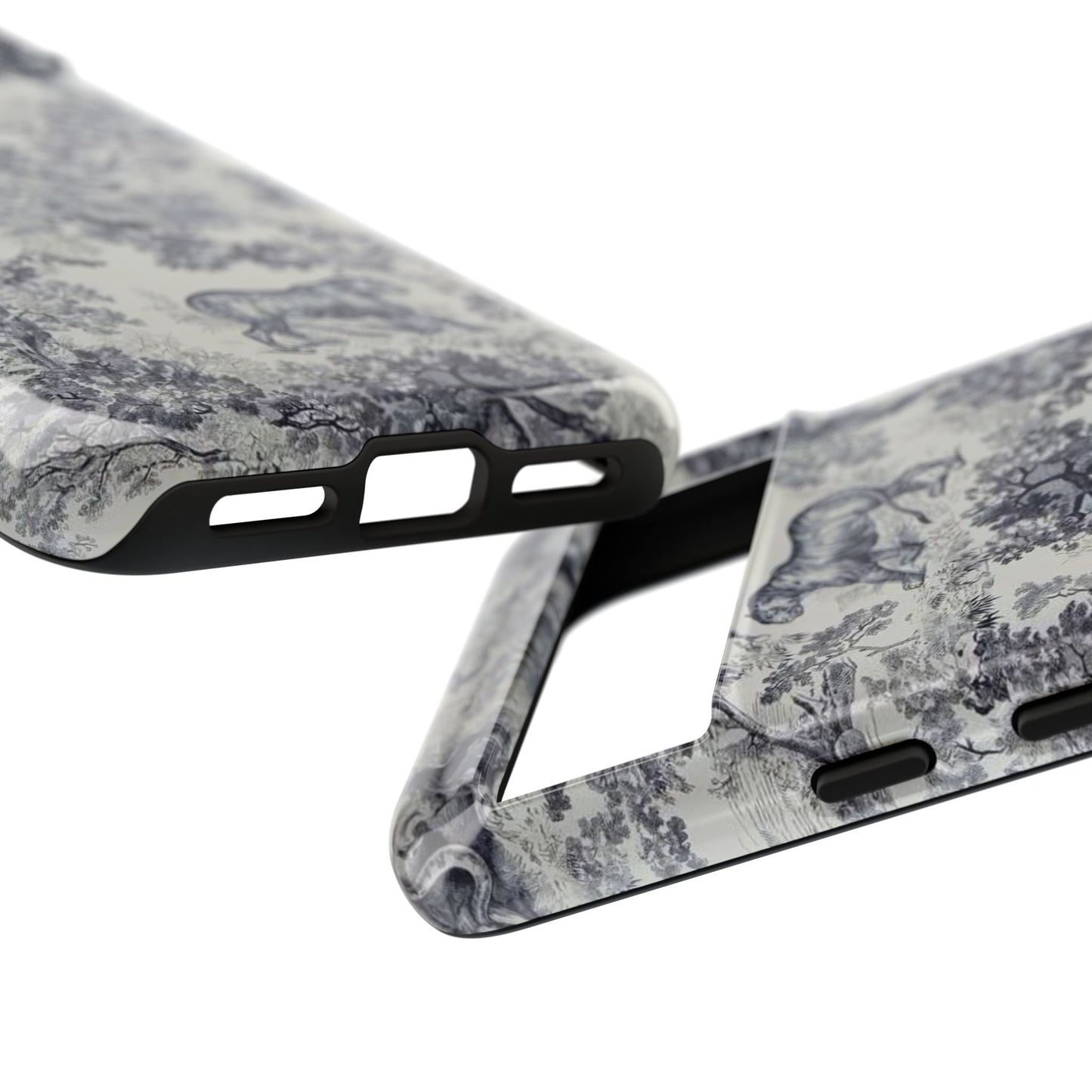 Toile Safari Phone Case — Vintage Tiger & Jungle Pattern Protective Tough Case