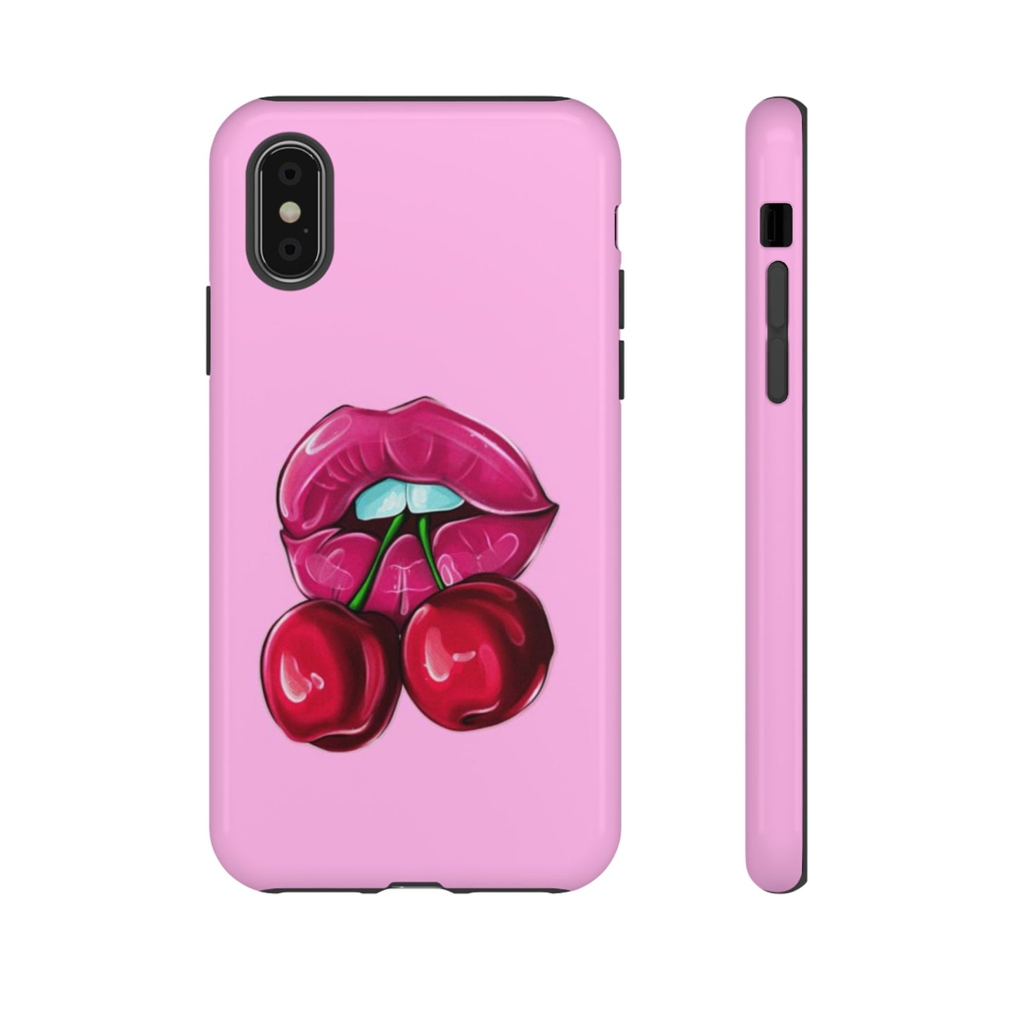Stylish Phone Case with Cherry Kiss Design, Cute Gift for Her, Trendy Mobile Accessory, Perfect for Birthdays, Valentine's Day, Everyday Use