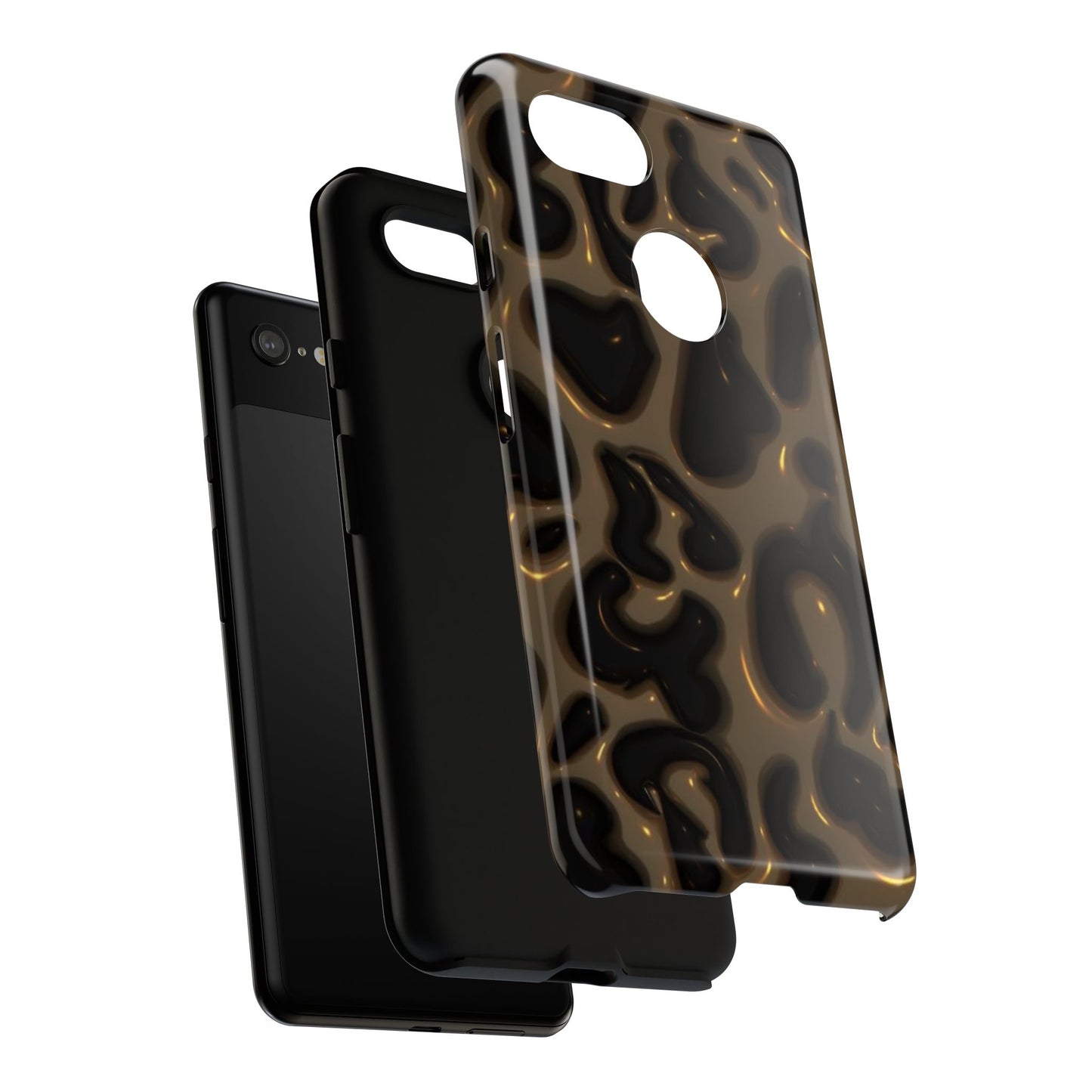 Leopard Gloss Tough Phone Case — Durable Protective iPhone Cover with Glossy Brown Animal Print