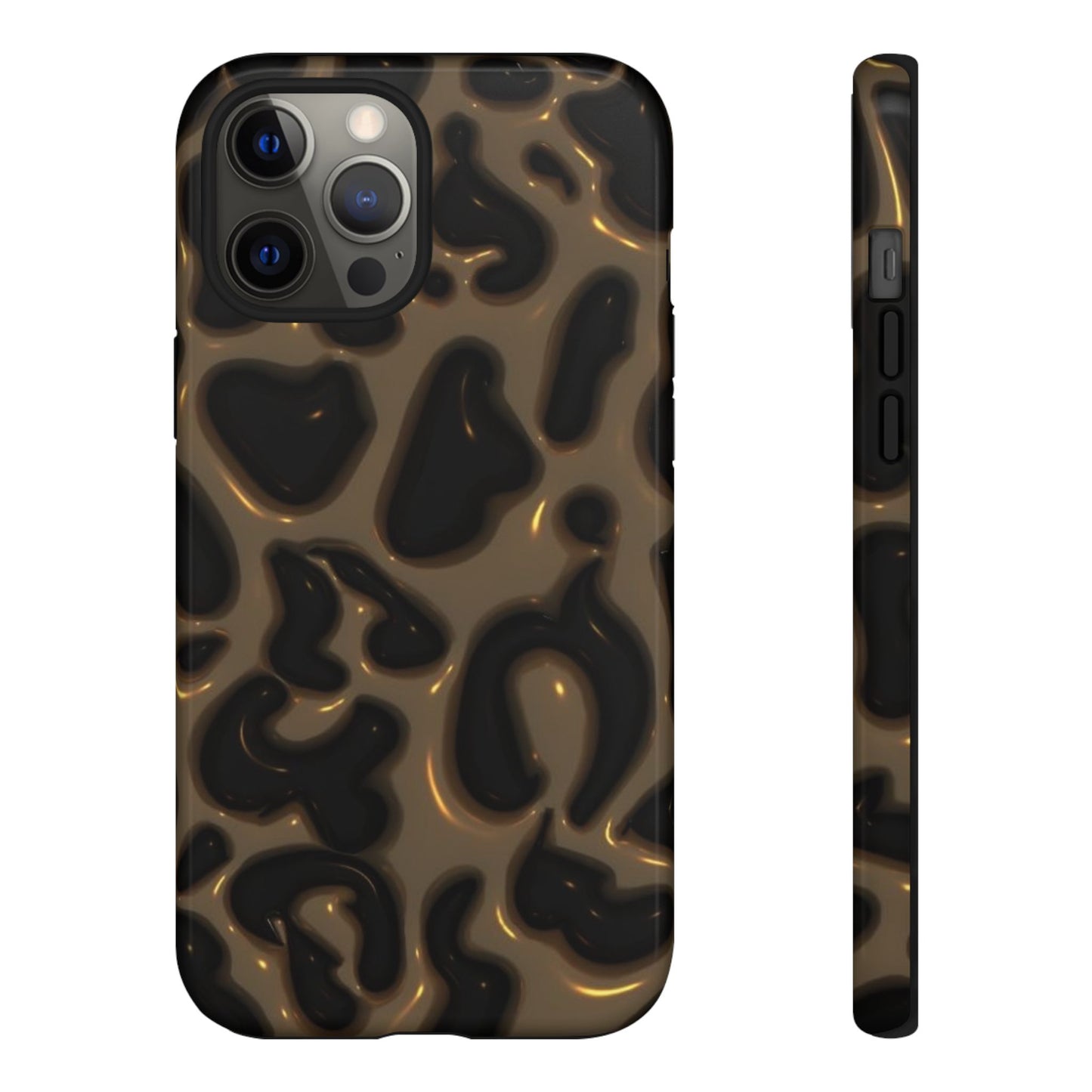 Leopard Gloss Tough Phone Case — Durable Protective iPhone Cover with Glossy Brown Animal Print