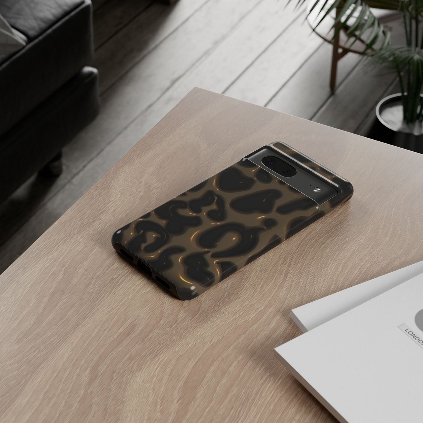 Leopard Gloss Tough Phone Case — Durable Protective iPhone Cover with Glossy Brown Animal Print