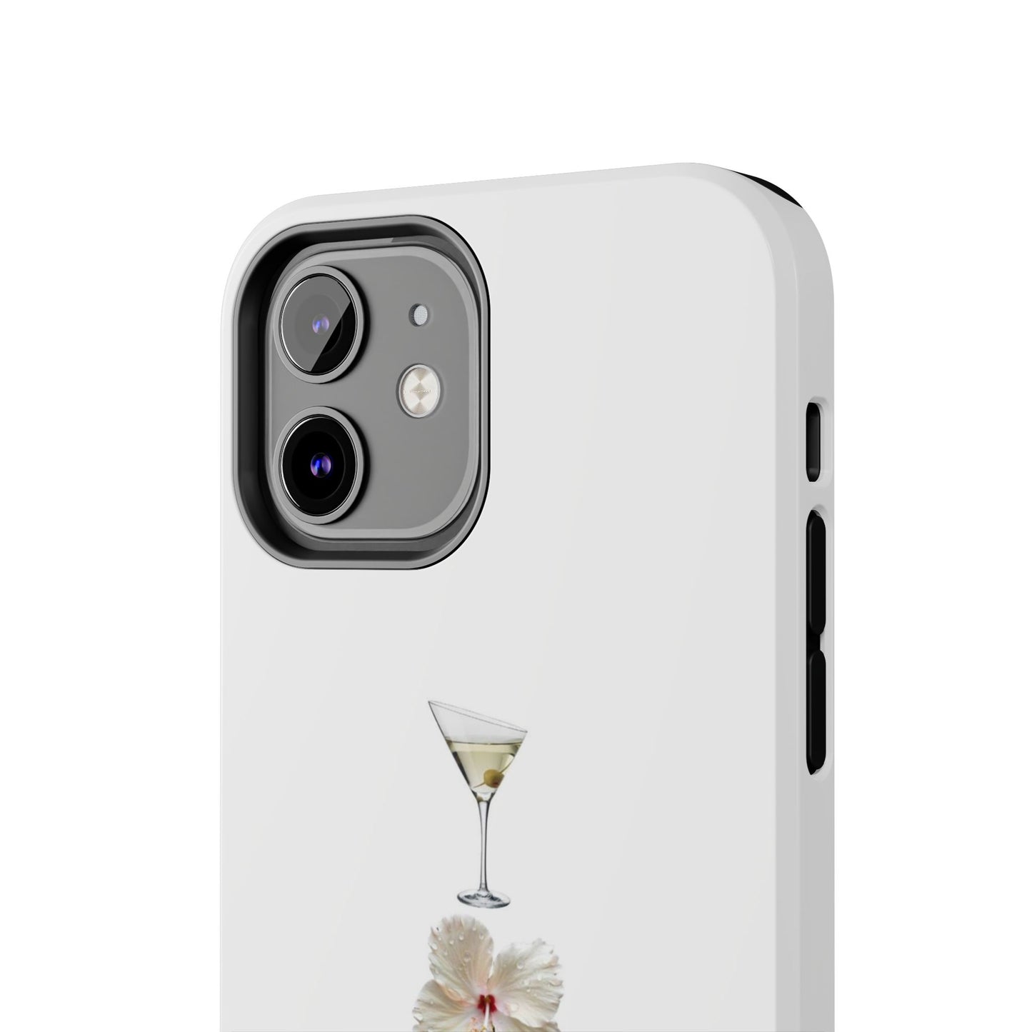 Elegant Nature-Inspired Tough Phone Case with Martini, Flower, Butterfly, and Leopard Design