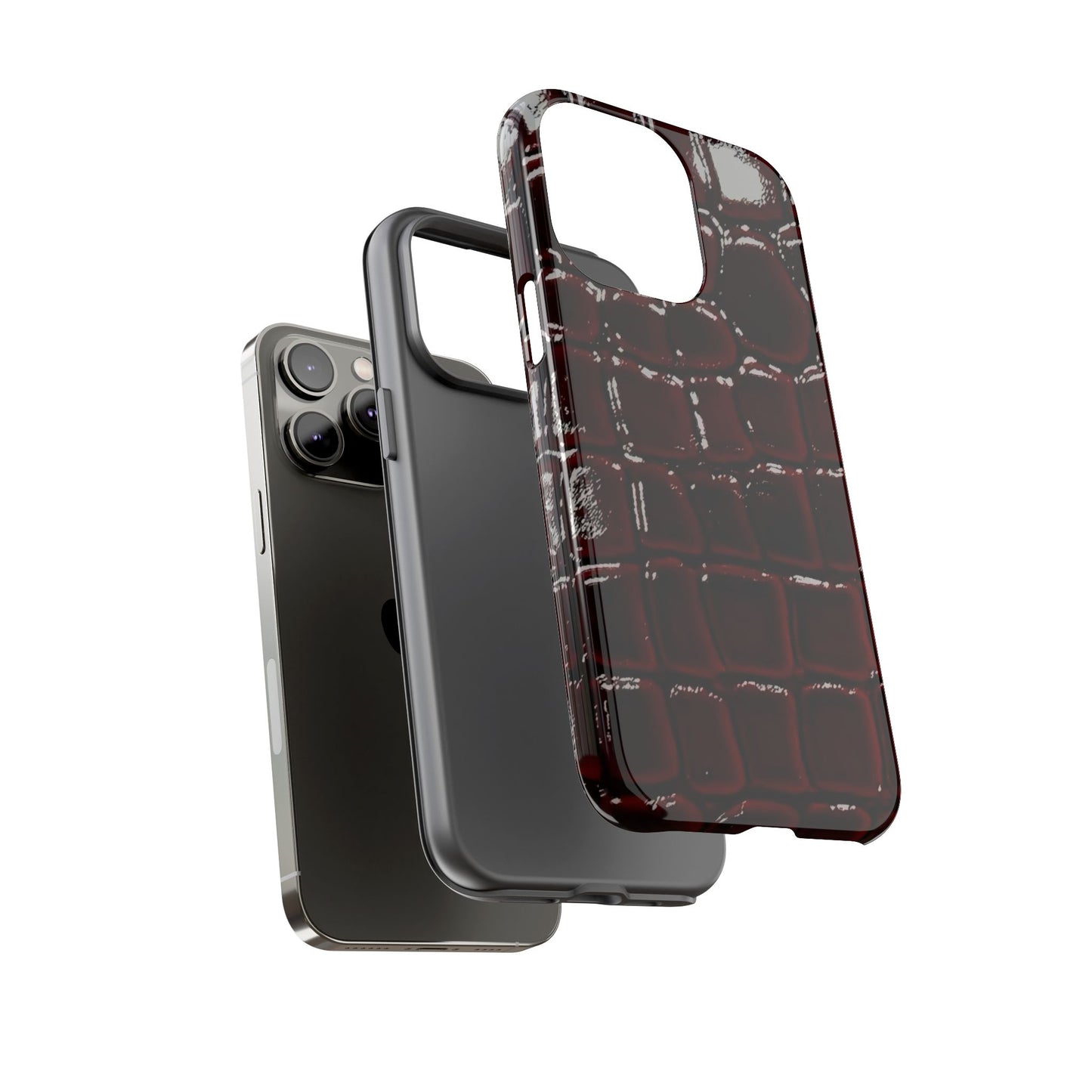 Croc Embossed Burgundy Tough Phone Case