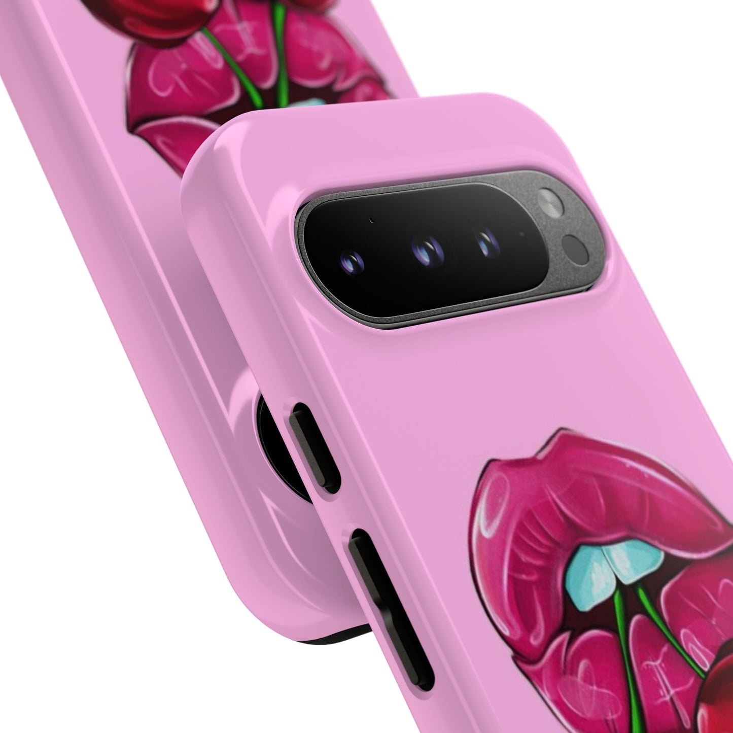 Stylish Phone Case with Cherry Kiss Design, Cute Gift for Her, Trendy Mobile Accessory, Perfect for Birthdays, Valentine's Day, Everyday Use
