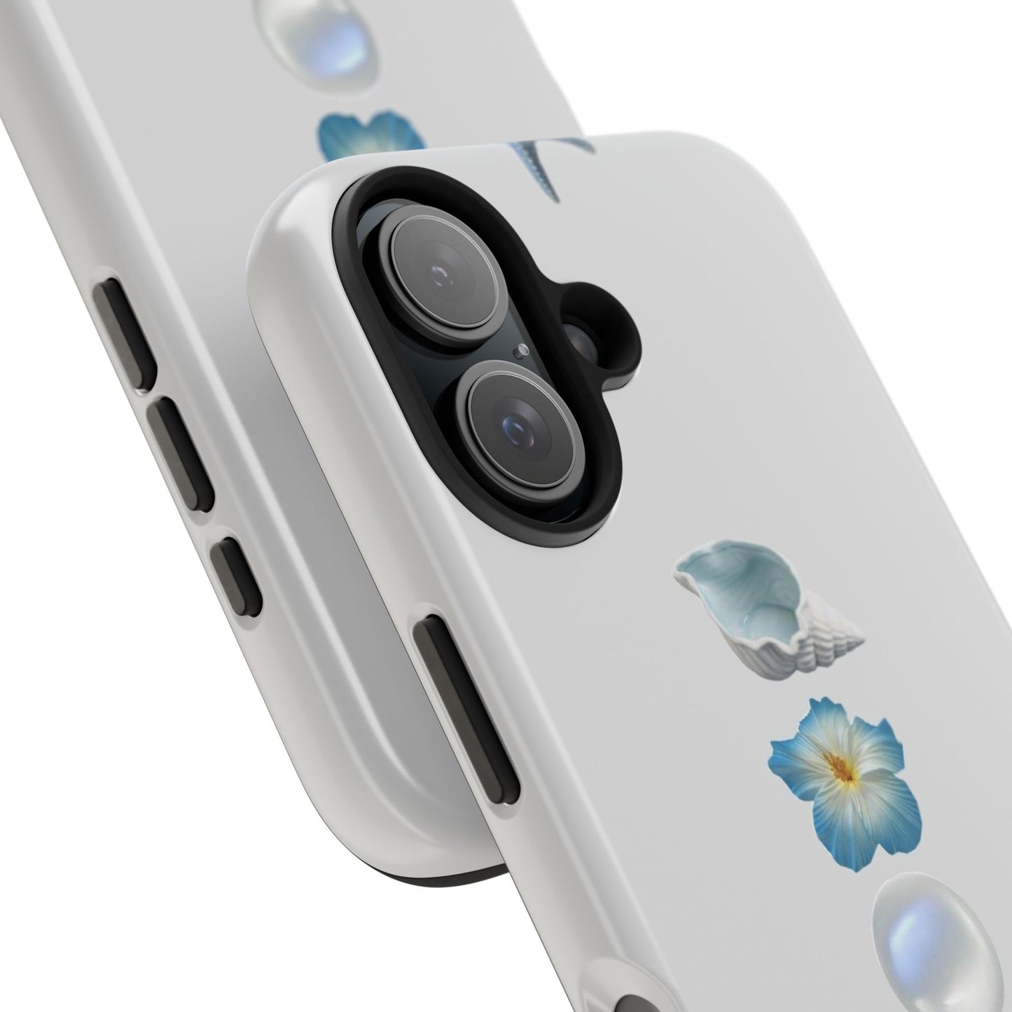 Ocean-Inspired Tough Phone Cases - Coastal Design with Shells and Pearls