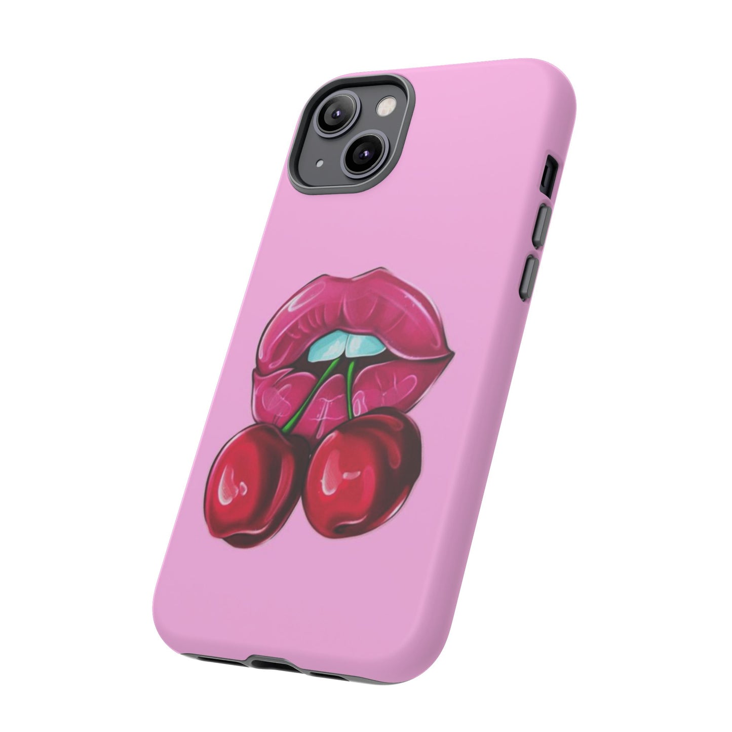 Stylish Phone Case with Cherry Kiss Design, Cute Gift for Her, Trendy Mobile Accessory, Perfect for Birthdays, Valentine's Day, Everyday Use