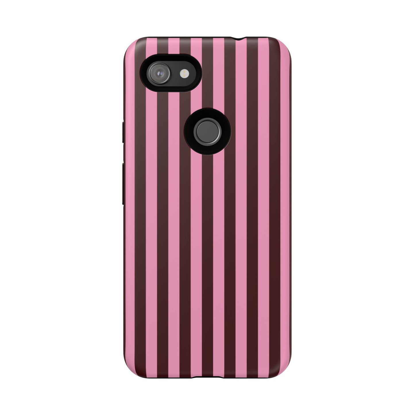 Striped Pink & Burgundy Tough Phone Case — Durable Vertical Stripe Protection