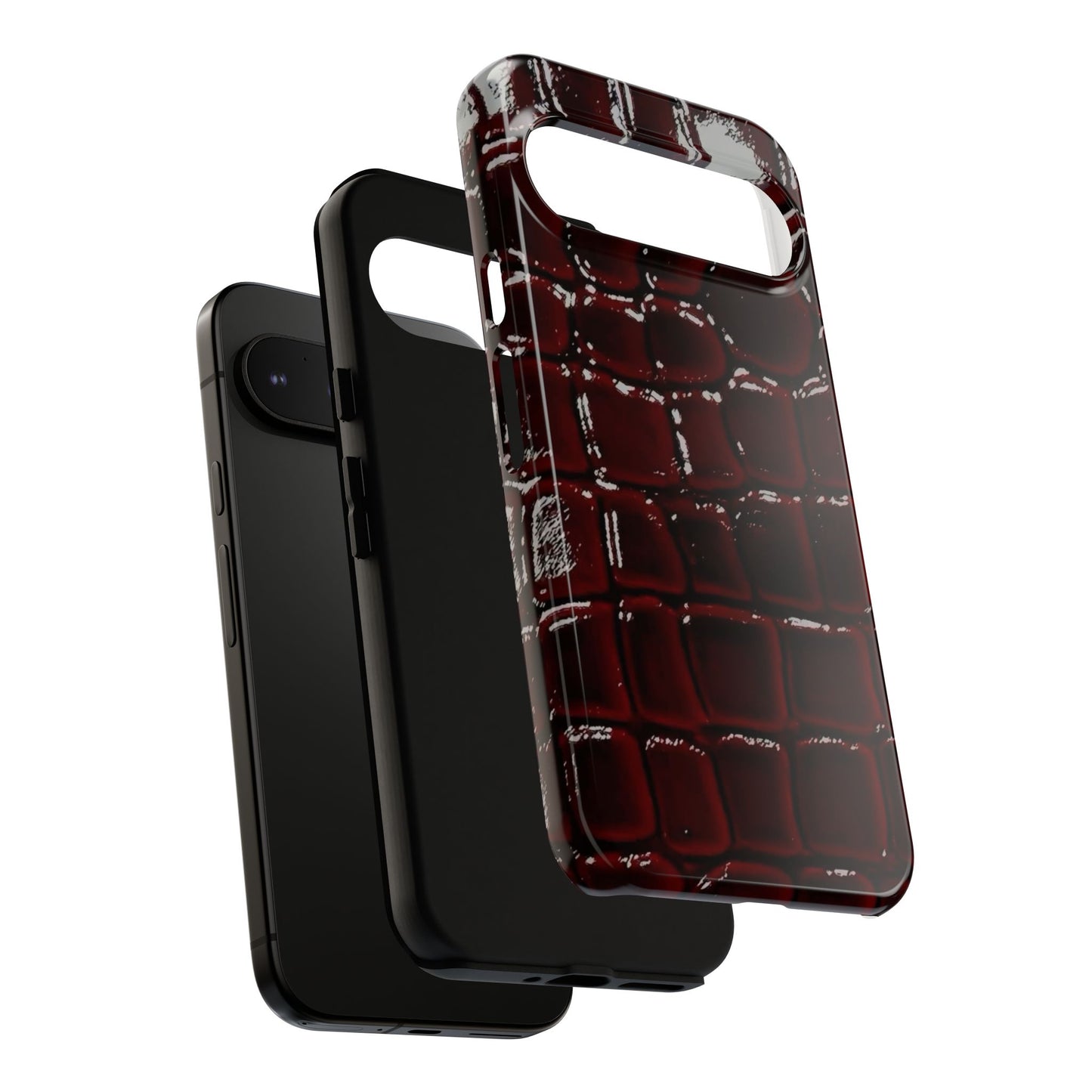 Croc Embossed Burgundy Tough Phone Case