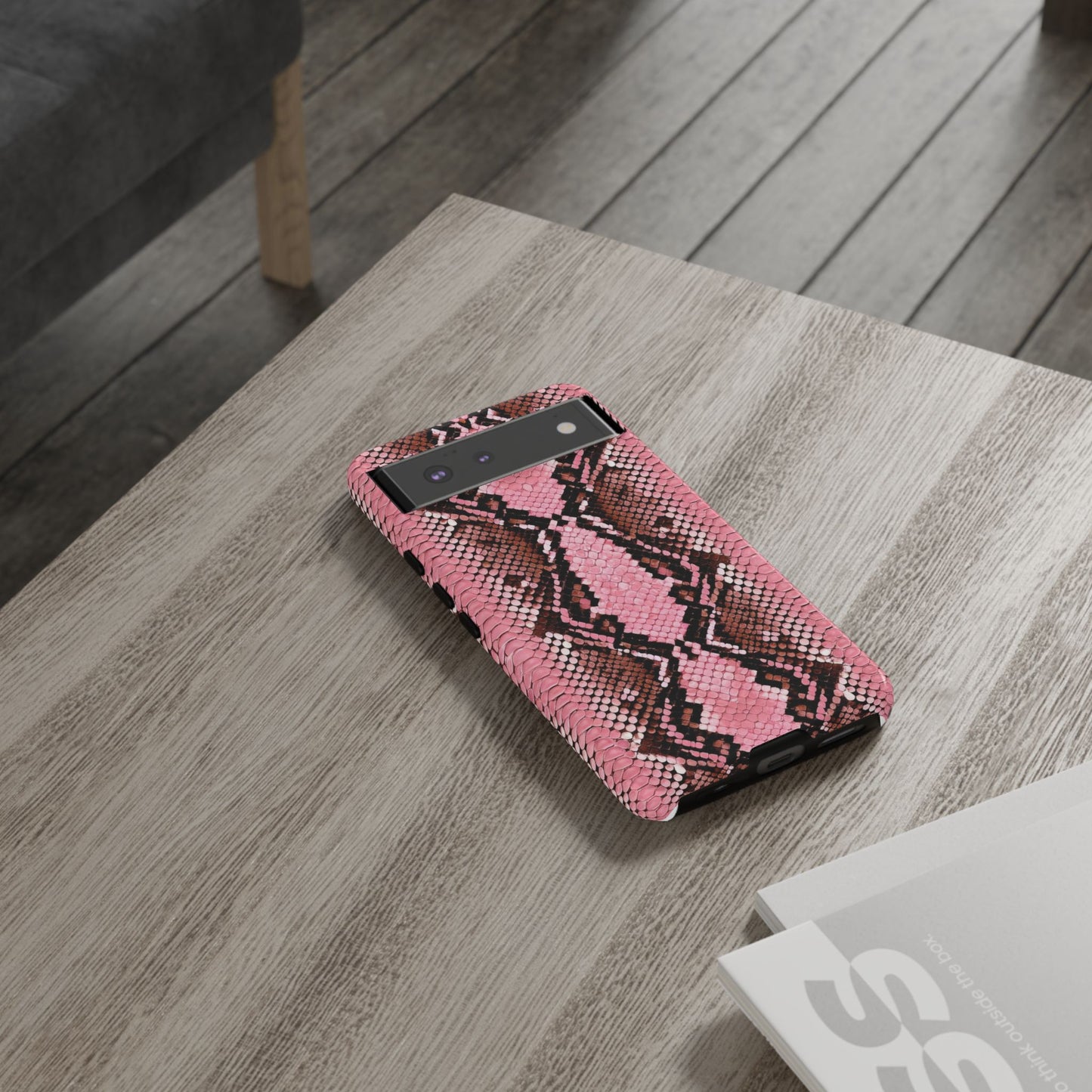 Pink Snake Skin Tough Phone Case — Protective Stylish iPhone Cover