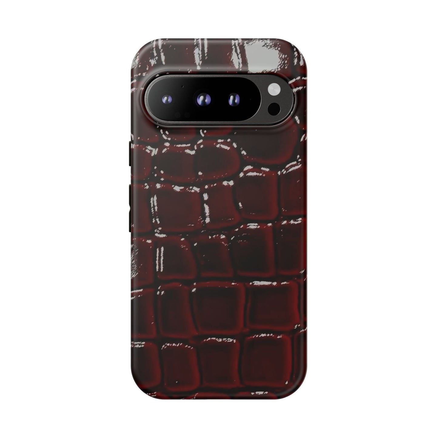 Croc Embossed Burgundy Tough Phone Case