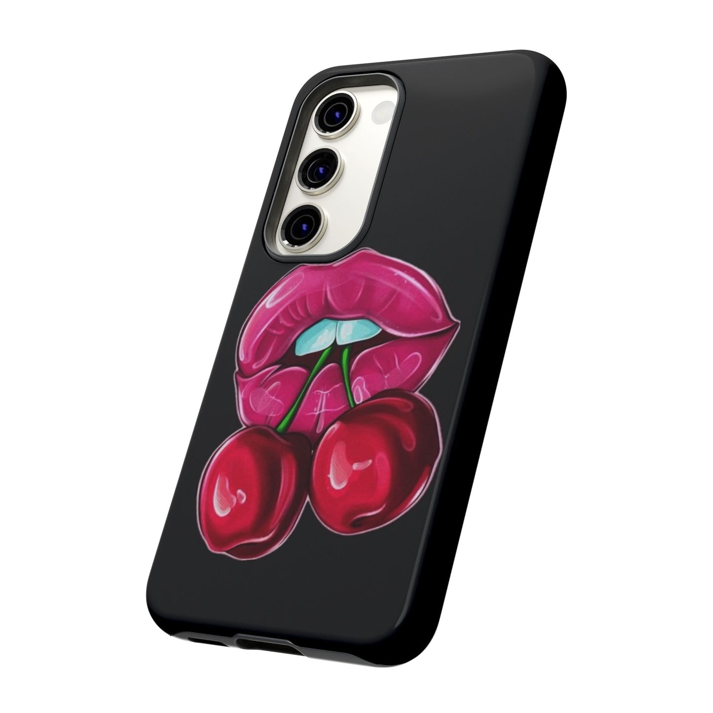 Cherry Lips Phone Case, Tough Phone Cover, Cute Phone Accessories, Fun Phone Protection, Unique Gift for Her, Bachelorette Party Favor