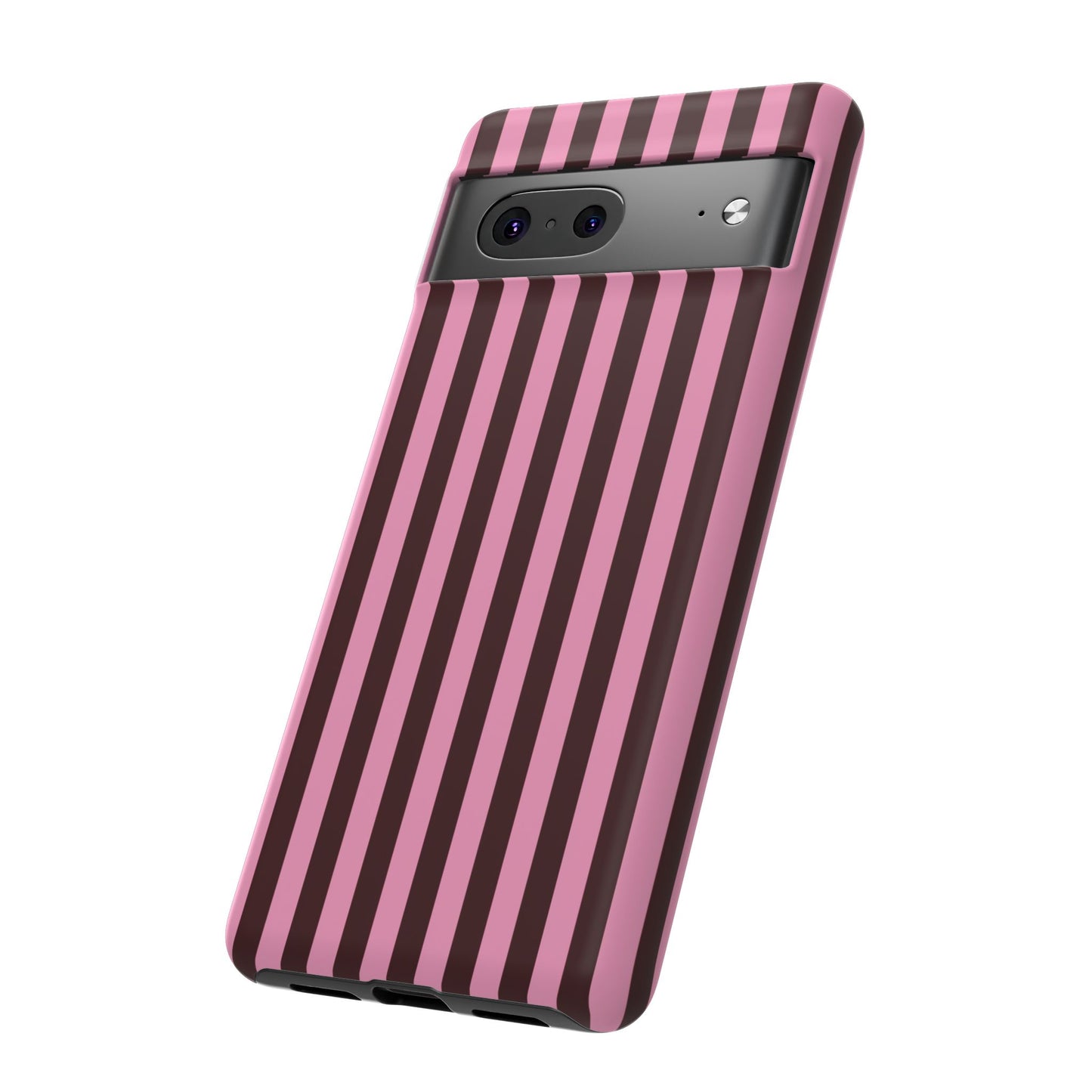 Striped Pink & Burgundy Tough Phone Case — Durable Vertical Stripe Protection