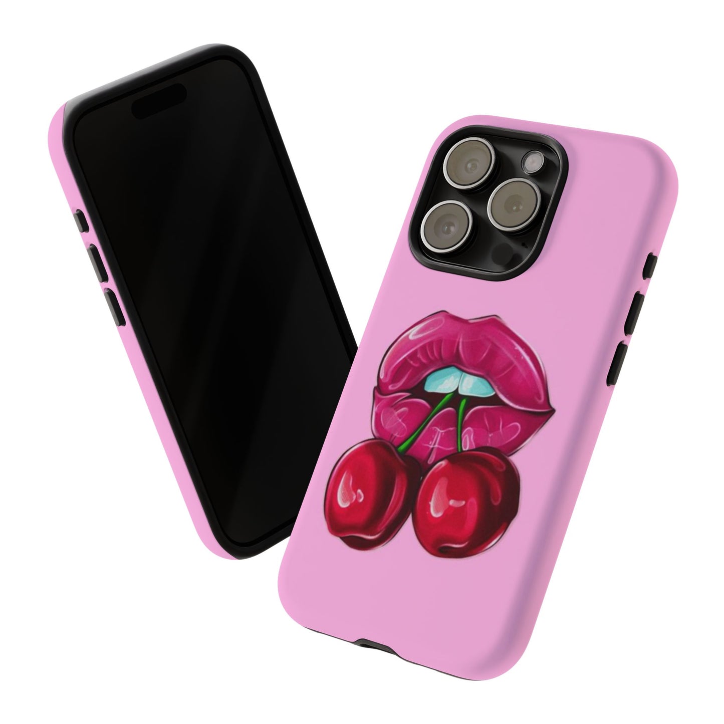 Stylish Phone Case with Cherry Kiss Design, Cute Gift for Her, Trendy Mobile Accessory, Perfect for Birthdays, Valentine's Day, Everyday Use