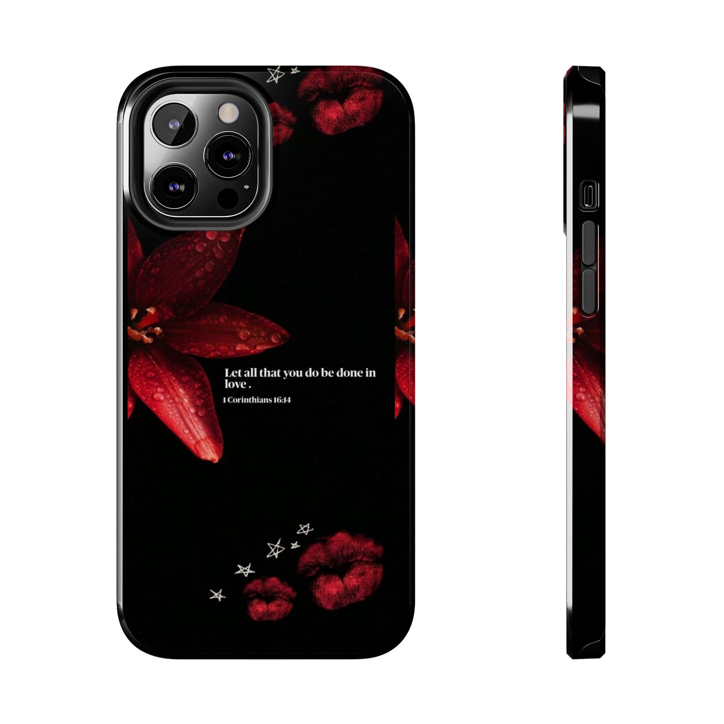 Tough Phone Case with Inspirational Quote and Floral Design