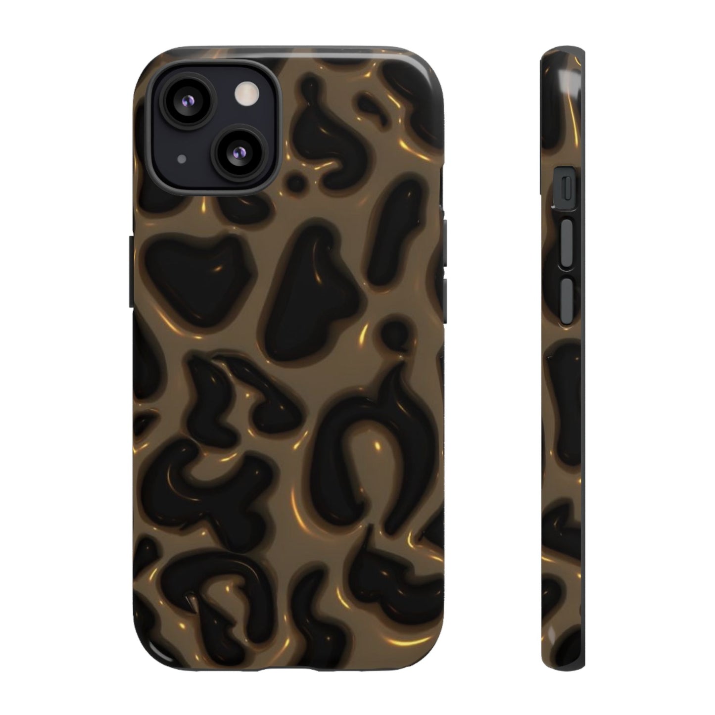 Leopard Gloss Tough Phone Case — Durable Protective iPhone Cover with Glossy Brown Animal Print